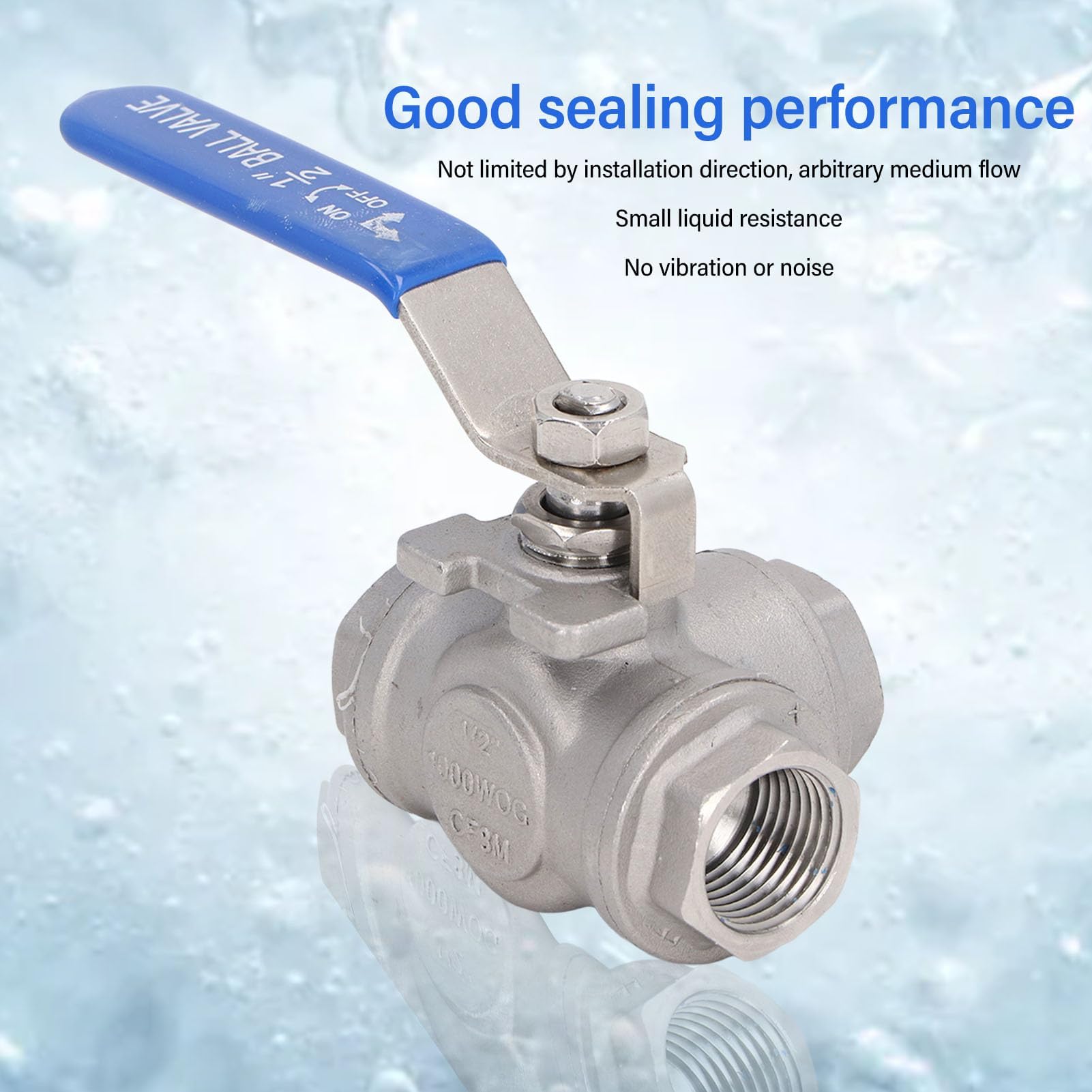 Valvola a sfera a 3 vie tipo L azionamento manuale 1/2" DN15 in acciaio inox filettatura femmina valvola a sfera per acqua, olio, gas