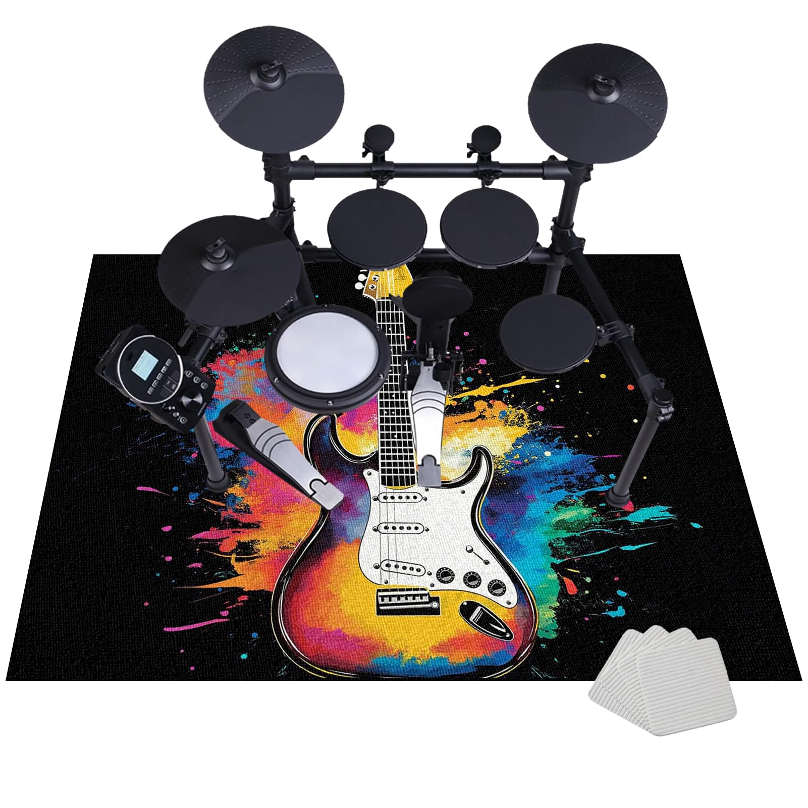 Tapis Insonorisant, Tapis Batterie Tapis de Tambour, 140 x 120 cm Tapis d'instrument de Musique, Tapis Anti Vibration pour Tapis de Batterie électronique Grosse Caisse Claire Tapis de Protection