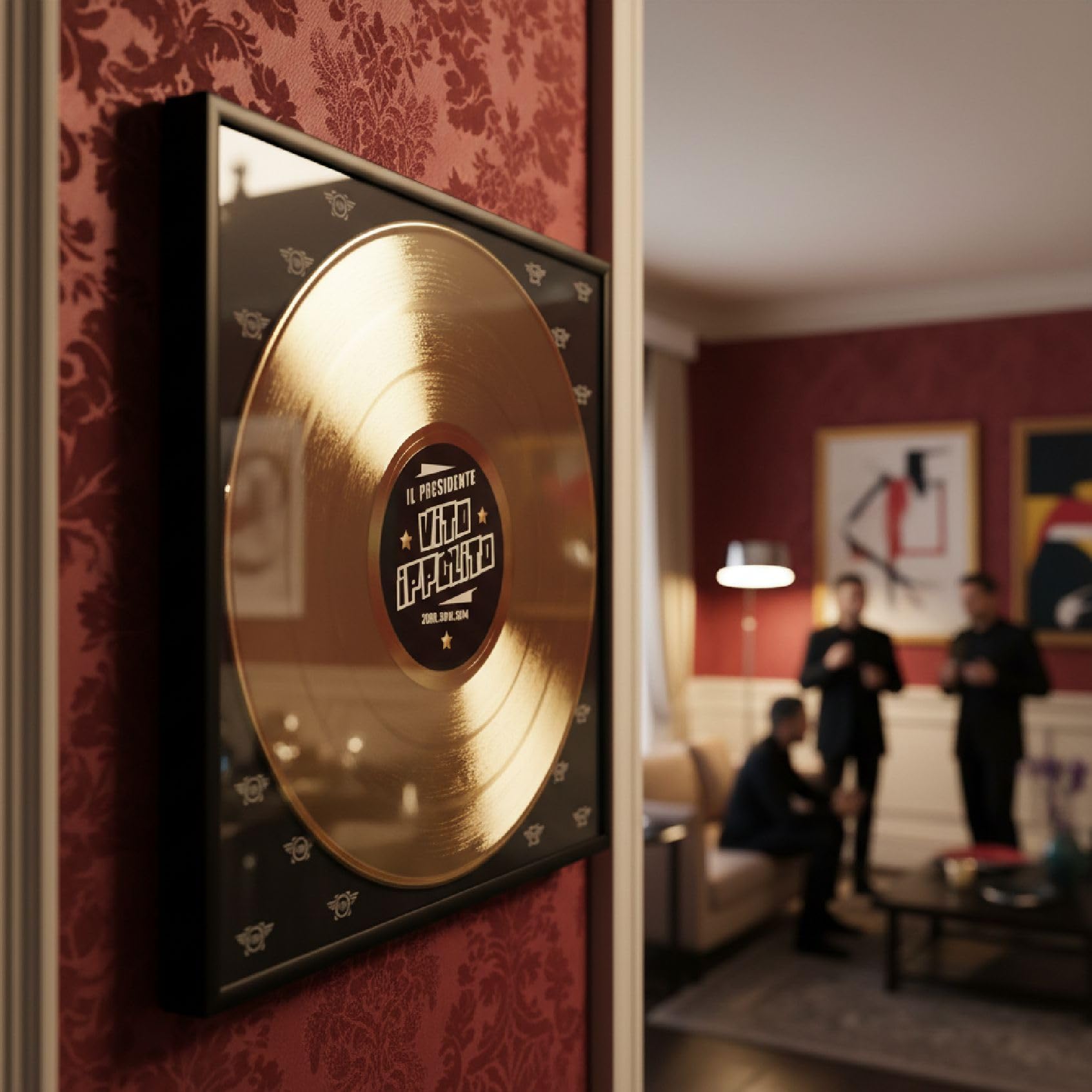 DISCOCLOCK Disque doré ou platine encadré et personnalisable – Récompense pour l'œuvre de sa vie – Idée cadeau pour chanteurs, musiciens, artistes et fans (carré)