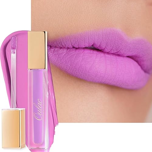 Oulac Matte Liquid Pinky Purple Lipstick for Women, Long Lasting Lipstick Waterproof Lip Stain, No Transfer, Creamy High Pigmented Formula with Rose Oil, Vegan & Cruelty-Free, Light Purple M14