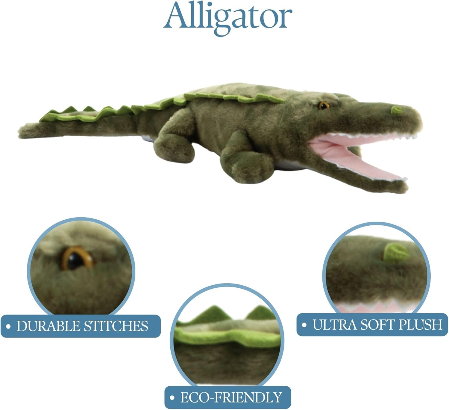 The Petting Zoo Alligator Stuffed Animal, Gifts for Kids, Wild Onez Zoo Animals, Alligator Plush Toy 22 inches