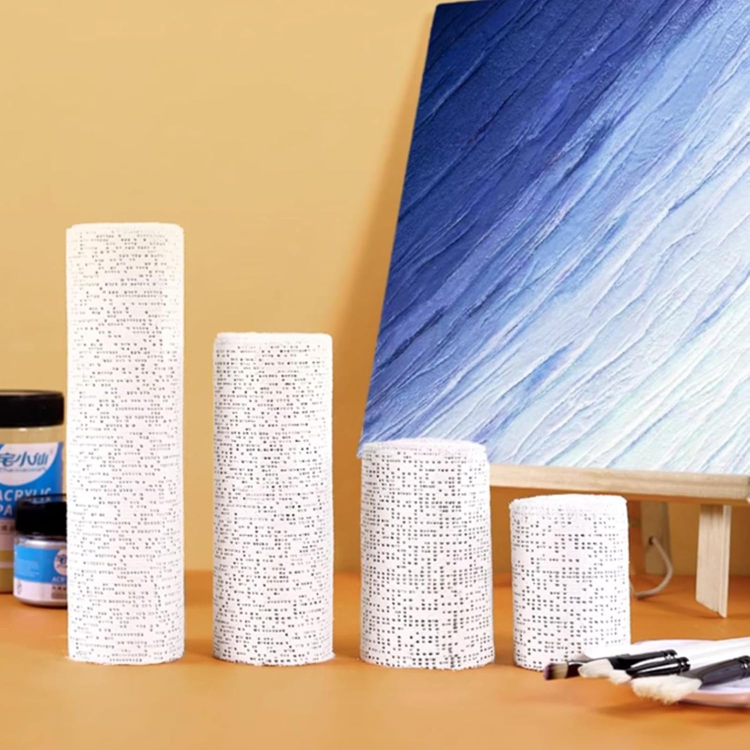 Artist Quality Sculpture Plaster Bandage Tool for Acrylic Texture Art 5 Sizes Quartz Sand Includes Accessories Artist Plaster Texture Painting