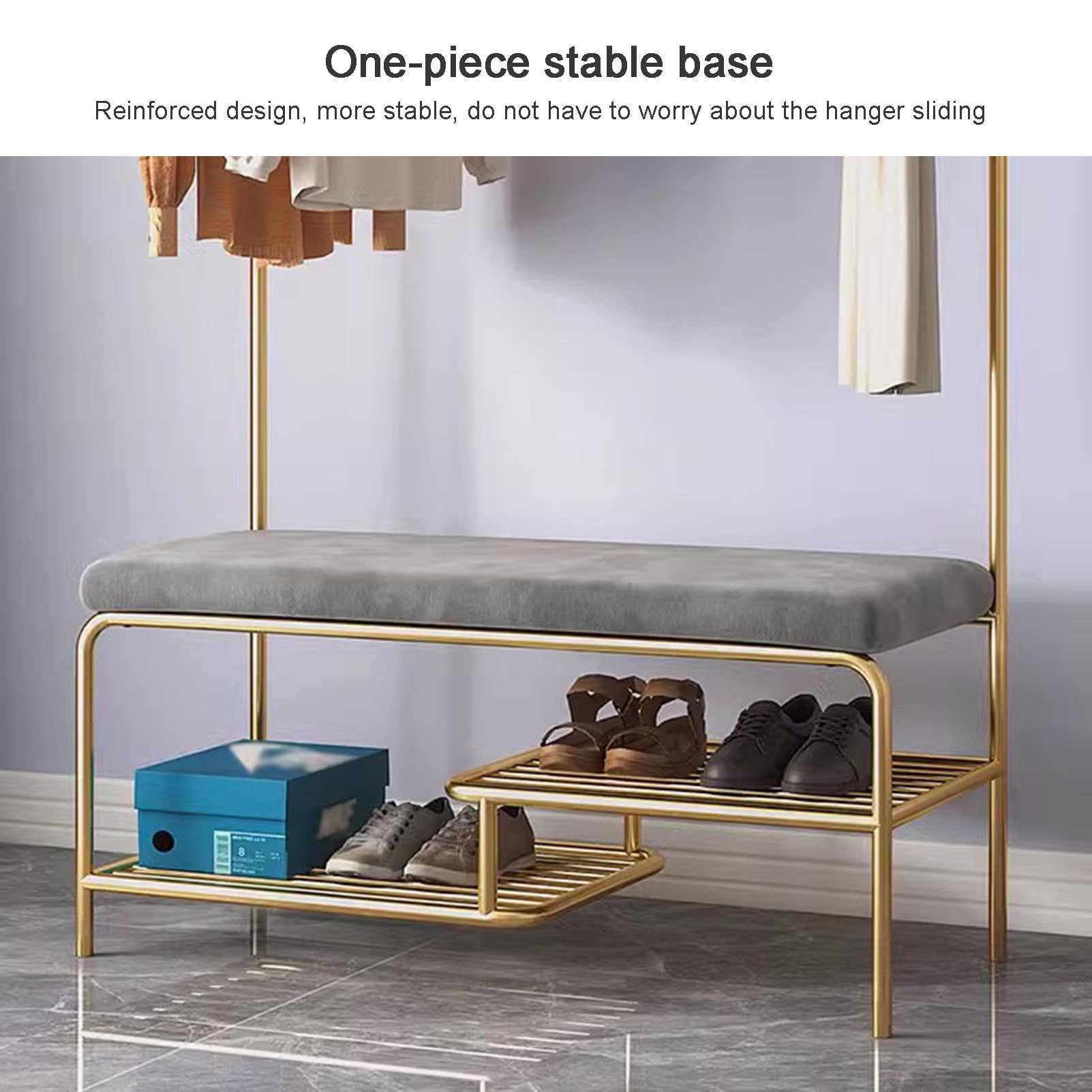 Panca da Ingresso con Appendiabiti e portascarpe,Appendiabiti da Ingresso Stretto con Panca per Scarpe,Appendiabiti in Metallo con Gancio per Appendere,Panca Multiuso per riporre Scarpe per Corri
