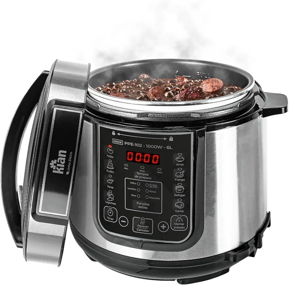 Kian - Panela de Pressão Elétrica 6 litros 220V Inox PPE-102