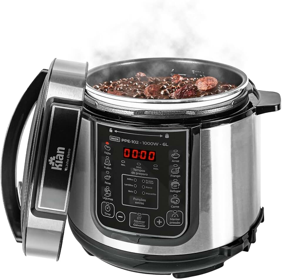 Kian - Panela de Pressão Elétrica 6 litros 220V Inox PPE-102