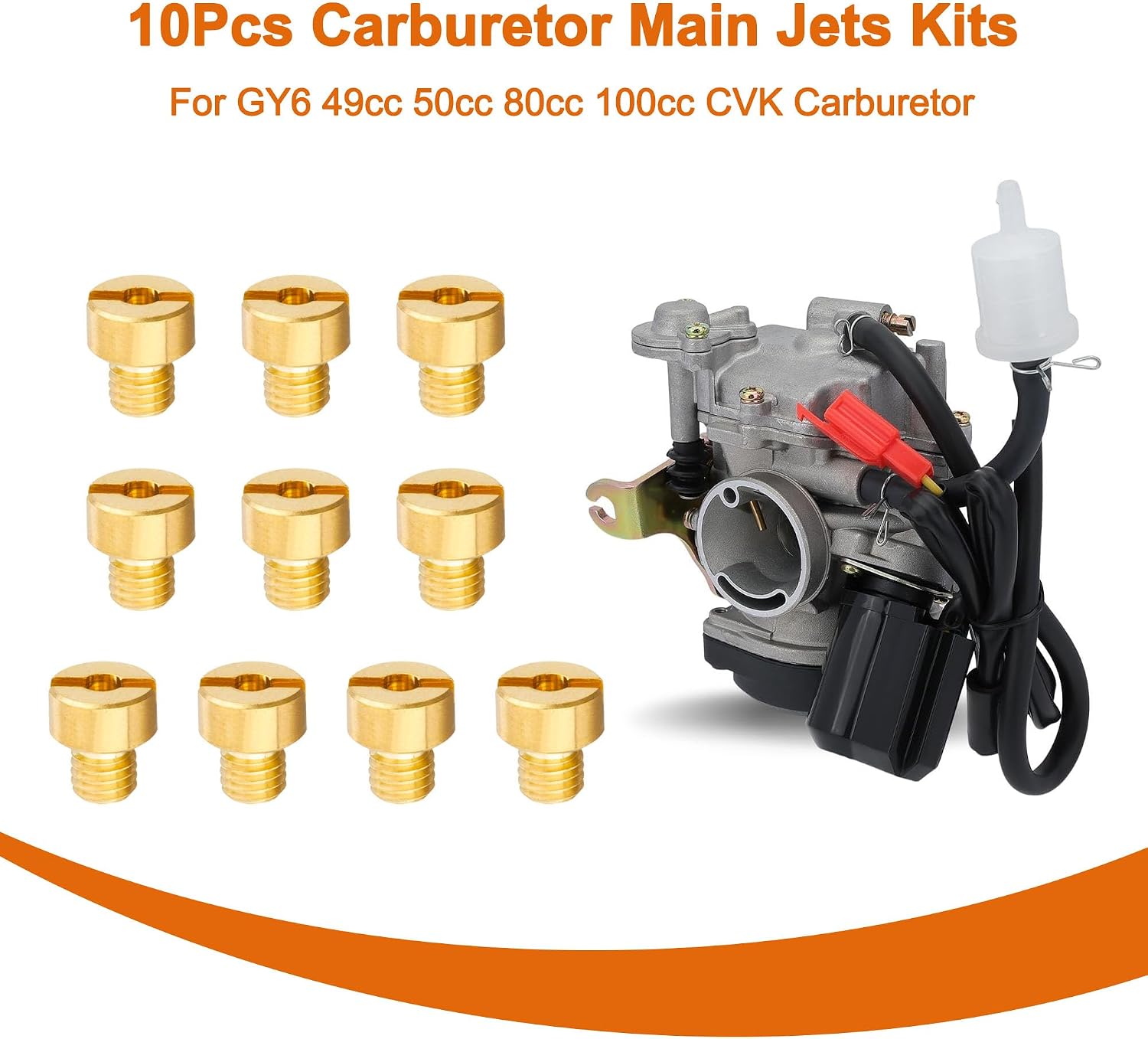 Carburetor Main Jet for Gy6 49cc 50cc 80cc 100cc CVK Carburetor Carb Main Jet 139QMB 139QMA 78 80 85 87 88 90 92 94 96 98 Carburetor Jet for ATV Scooters Go Kart Jonway Roketa Sunl Taotao