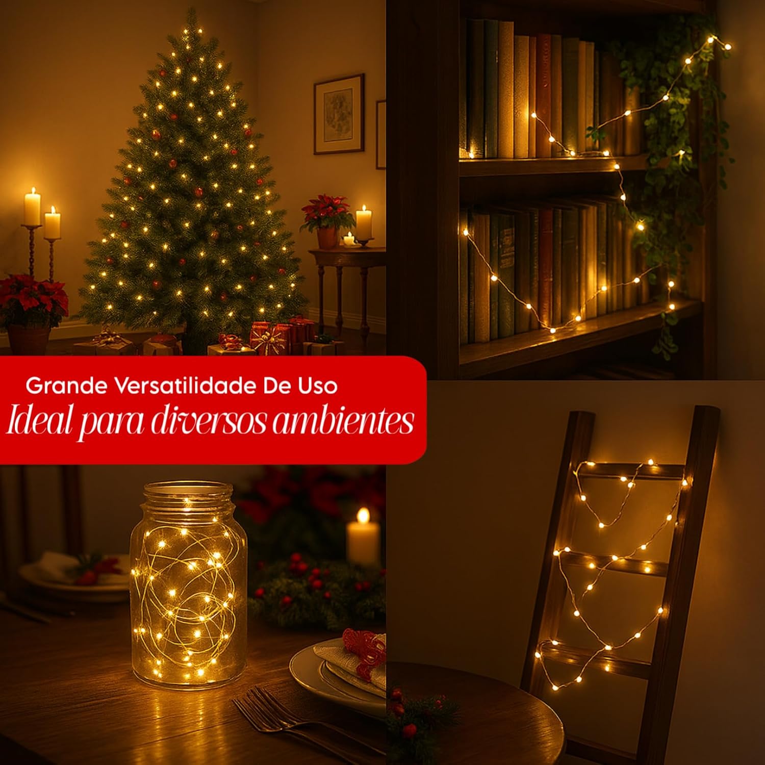 Luz Fio de Fada Cordão de Cobre Enfeite Natalino - 10 Metros 100 Leds 8 funções com Controle e USB - Decoração Natal (01) Luz Fio de Fada Cordão de Cobre Enfeite Natalino - 10 Metros 100 Leds 8 funções com Controle e USB - Decoração Natal (01)
