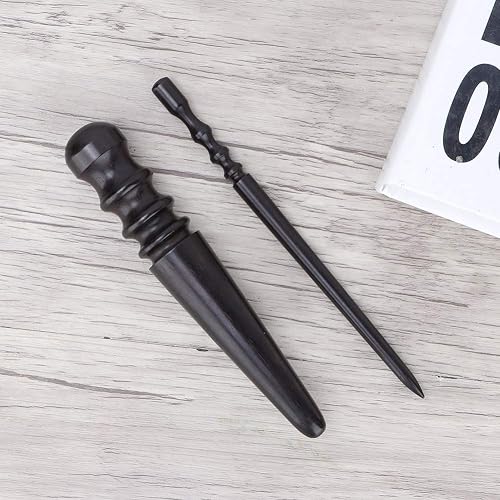 Tyenaza Wood Leather Edge Slicker, 2pcs Ebony Wood Leather Craft Slicker Round Burnisher Leather Polished rods Edge Burnisher Slicker Tool - 7