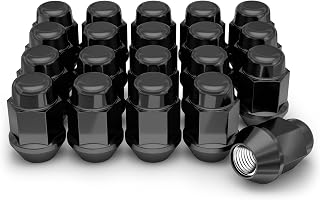 20 Pack Bulge Acorn Lug Nuts for 2015-2023 Dodge Charger RT/SRT/SXT, Wheels Easy to Install Durable Carbon Steel with Stylish Black Chrome Plated Finish
