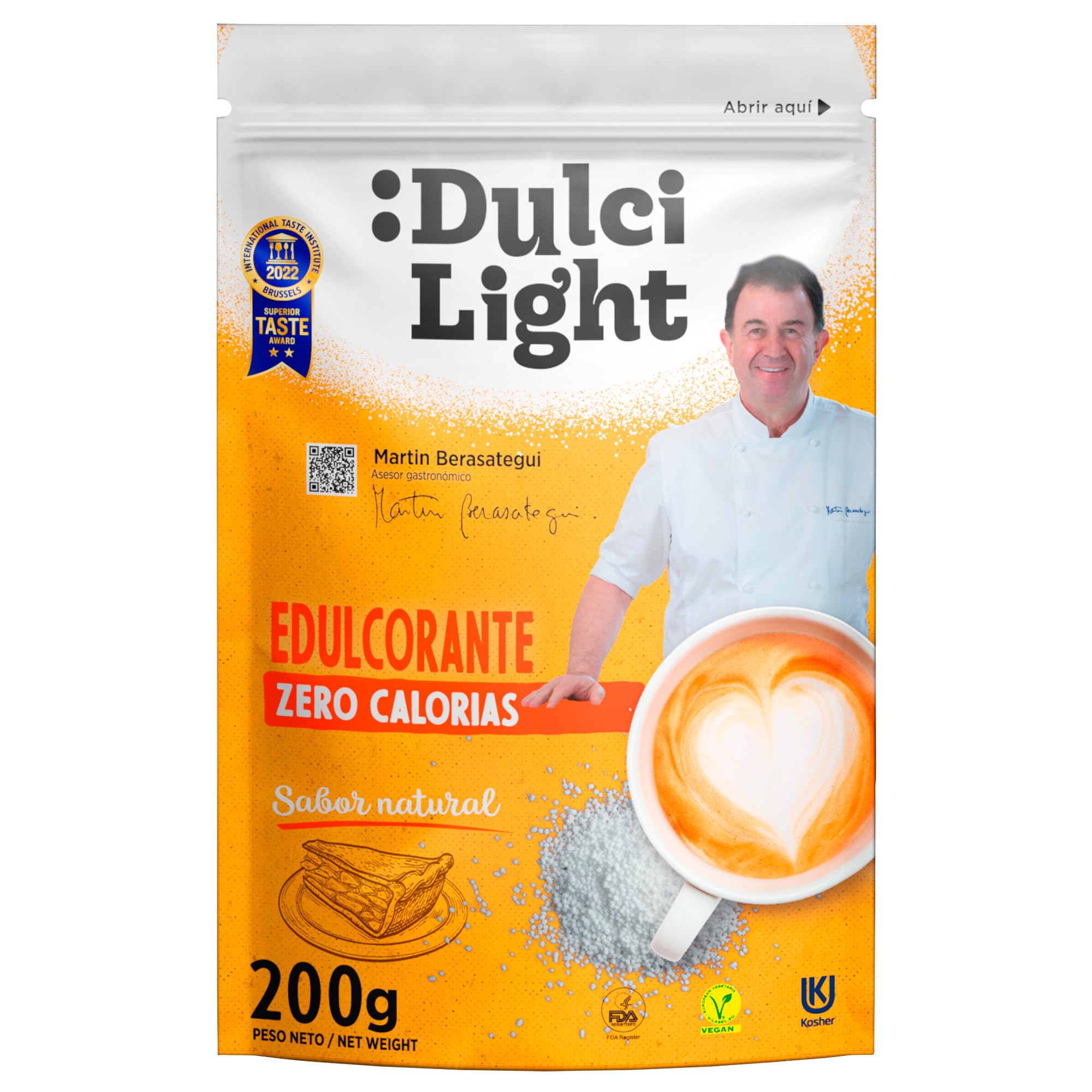 Dulcilight Edulcorante Sucralosa Zero Doypack 200 gr Sabor Natural Granulado con Fibra Vegetal Keto