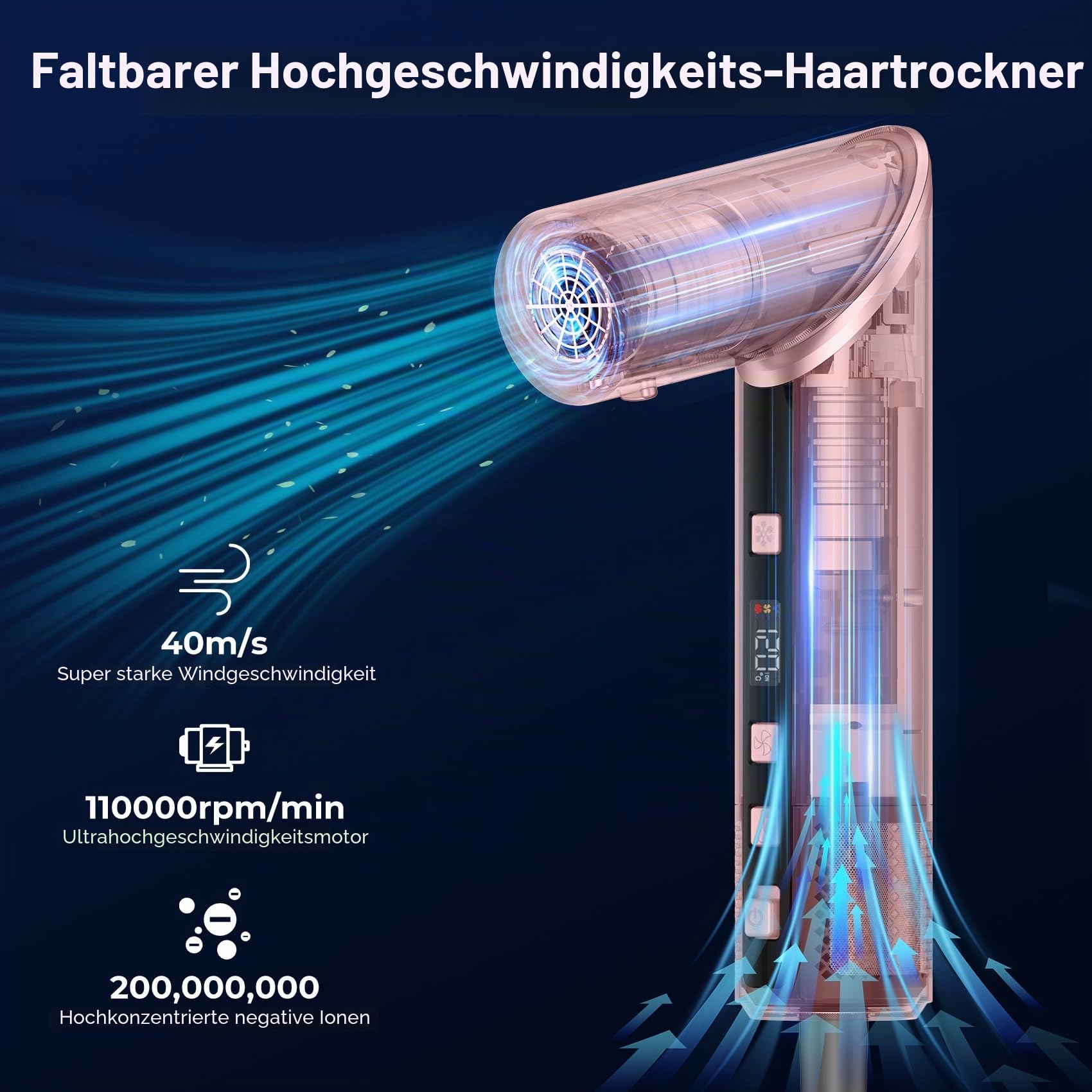 MogaWave Pro Air styler 8 in 1 Hair Styler set 1400w Airbrush Haarstyler mit 110000 U/Min fön mit diffusor, Rundbürstenföhn, Lockenstab Auto-Wrap, Glätteisen, Zum Styling, Volumize, Locken und Glätten