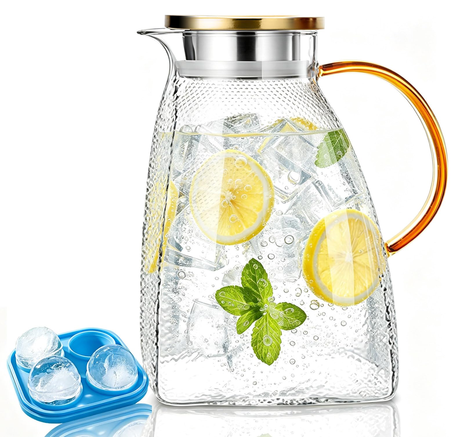 Photo 1 of Atldmphic Glass Pitcher with Lid and Handle, 60 oz
