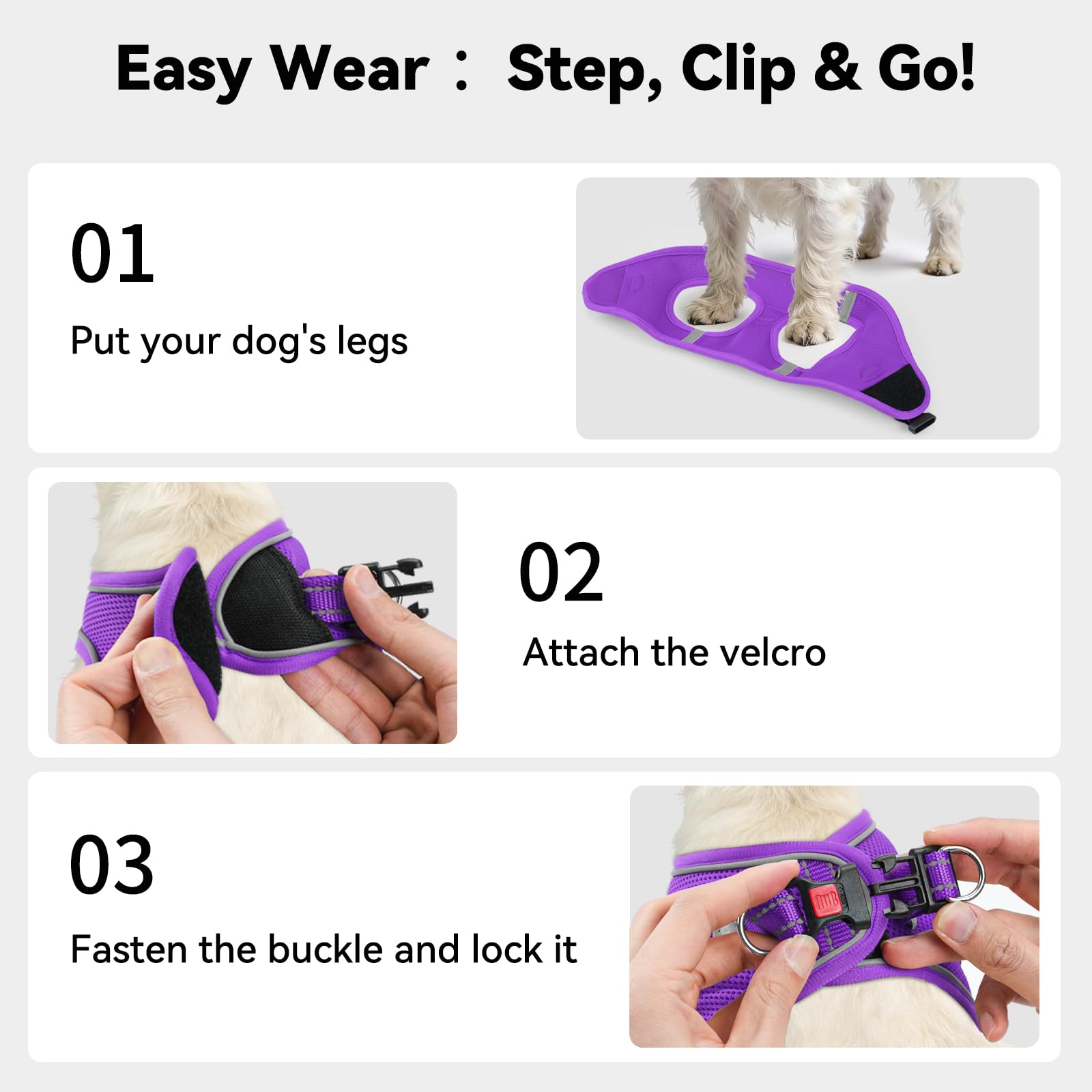 Joytale Arnes Perro, Reflectante Cómodo Transpirable Arnés, Perros Arneses Chaleco para Gato y Cachorros Perro, Azul, XS — view 20