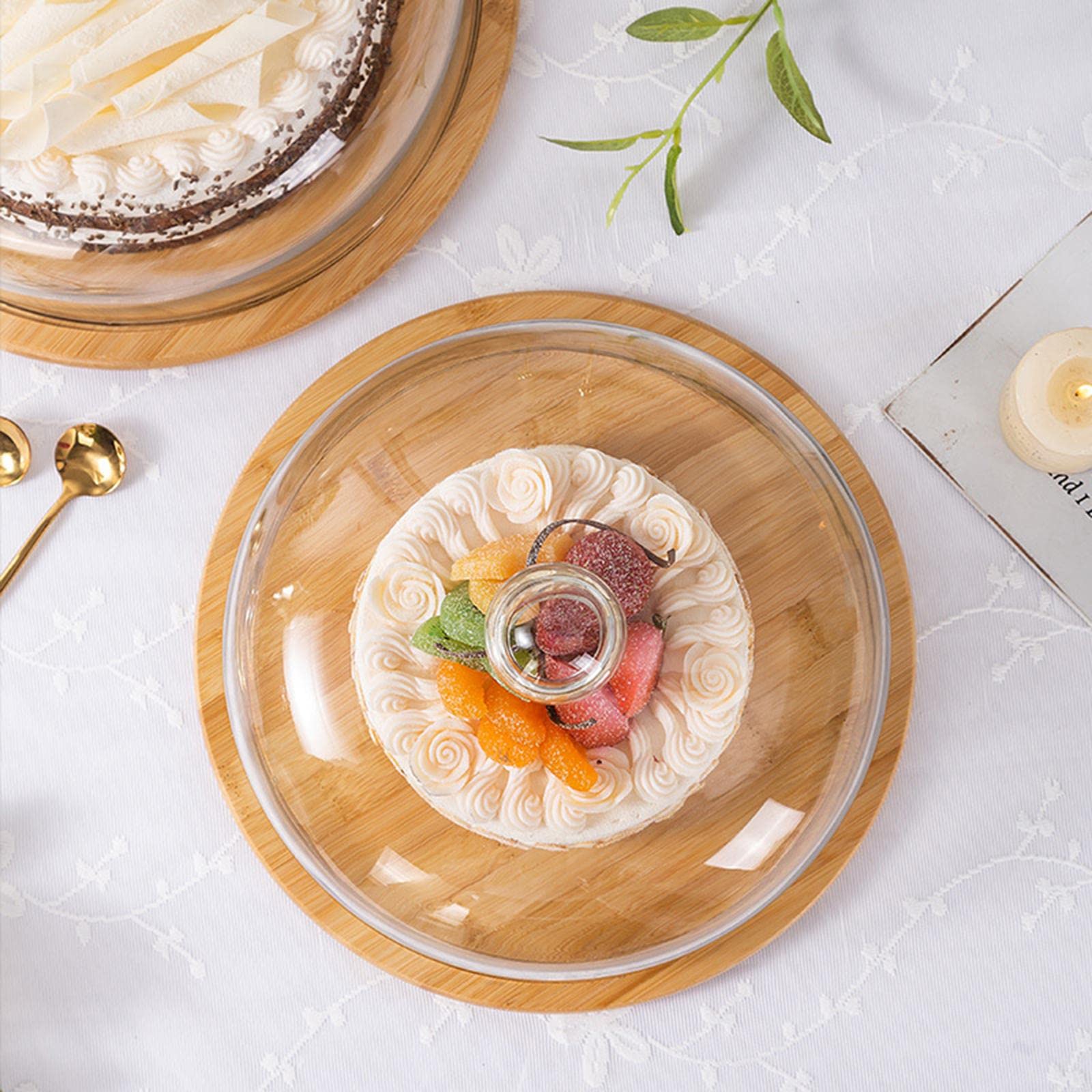 Cloche de Service avec Couvercle En Verre, Plateau à Fromage, Présentoir à Gâteaux, Présentoir à Muffins, à et à Fruits, L, Diamètre 29cm