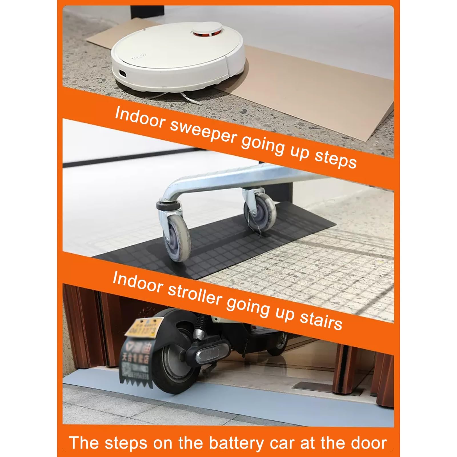 Rampa para Silla De Ruedas, Rampas de Umbral de Puerta Ampliadas, Rampa de Acera para Puertas de Robot de Barrido Interior Portátil, Antideslizante para Equipaje de Bicicleta y Scooter (Color