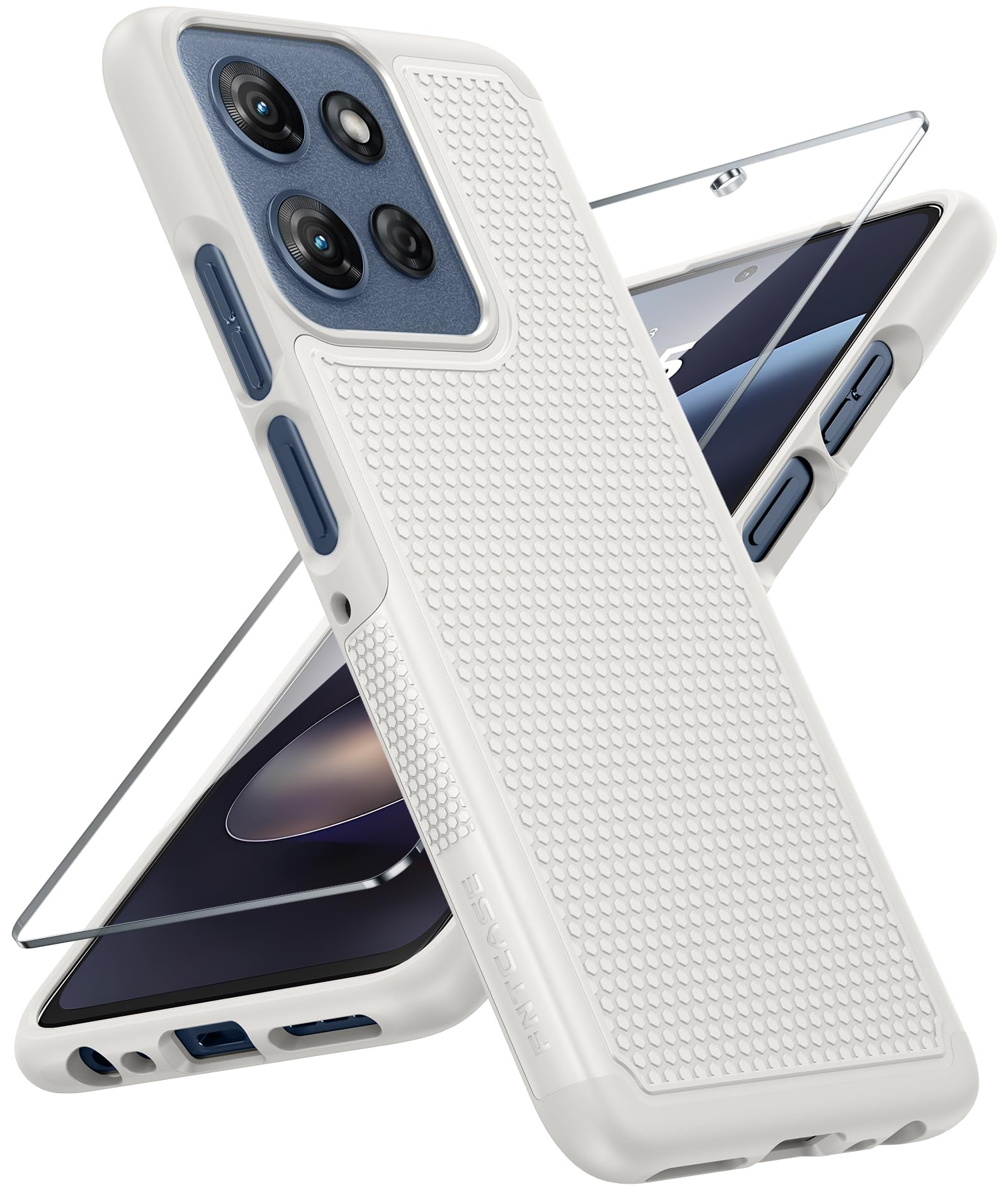 FNTCASE for Moto G 2026/2025 Phone Case: Dual Layer Non Slip Shockproof | Moto G Play 2026/G Power 2025 Case With Screen Protector, Military Drop Protection, Matte Protective Daily Phone Cover, White
