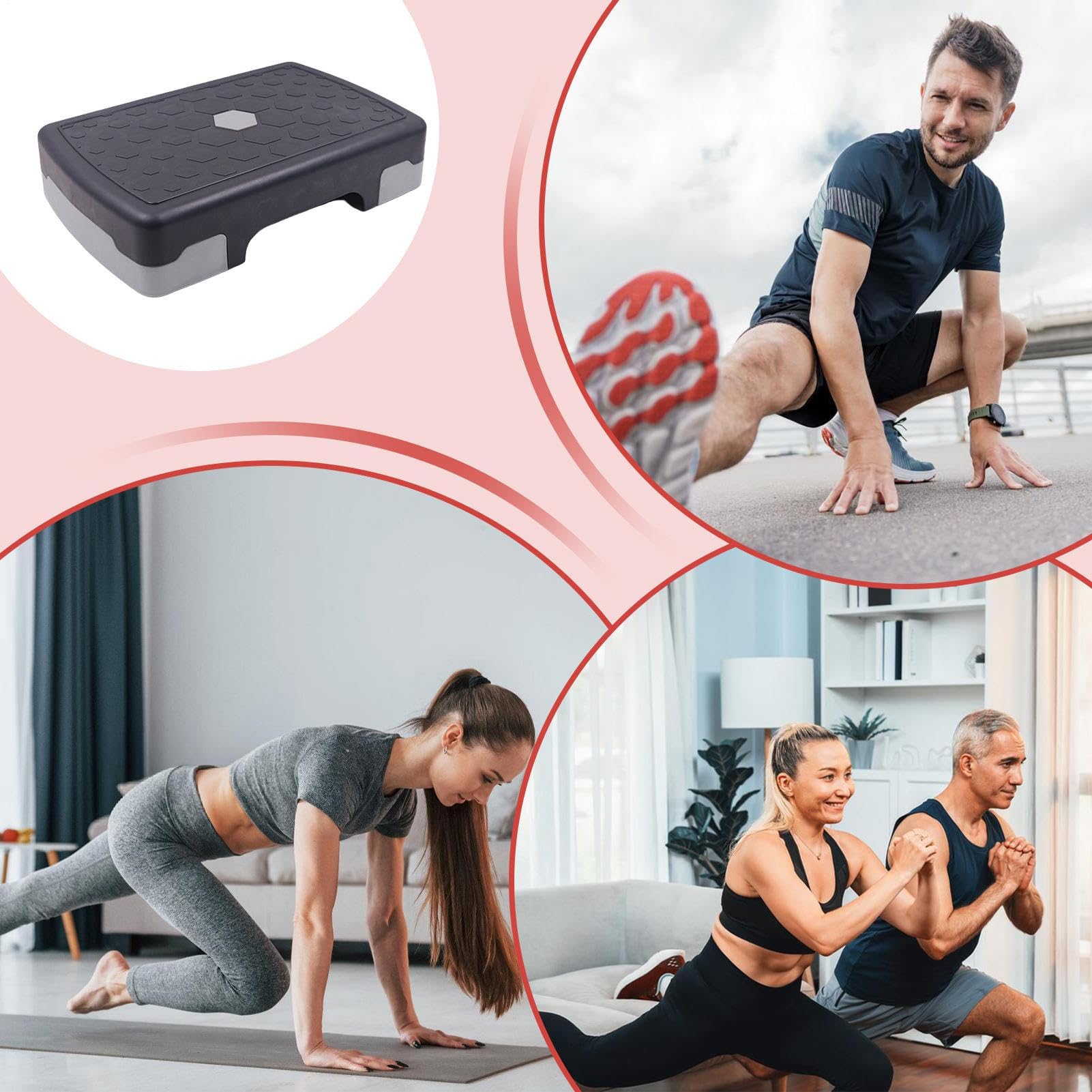 Piattaforma di fase di esercizio - Stepper aerobico regolabile, attrezzature per il fitness | Board di allenamento per il fitness del corpo senza slittamento per adulti adolescenti anziani, strumento