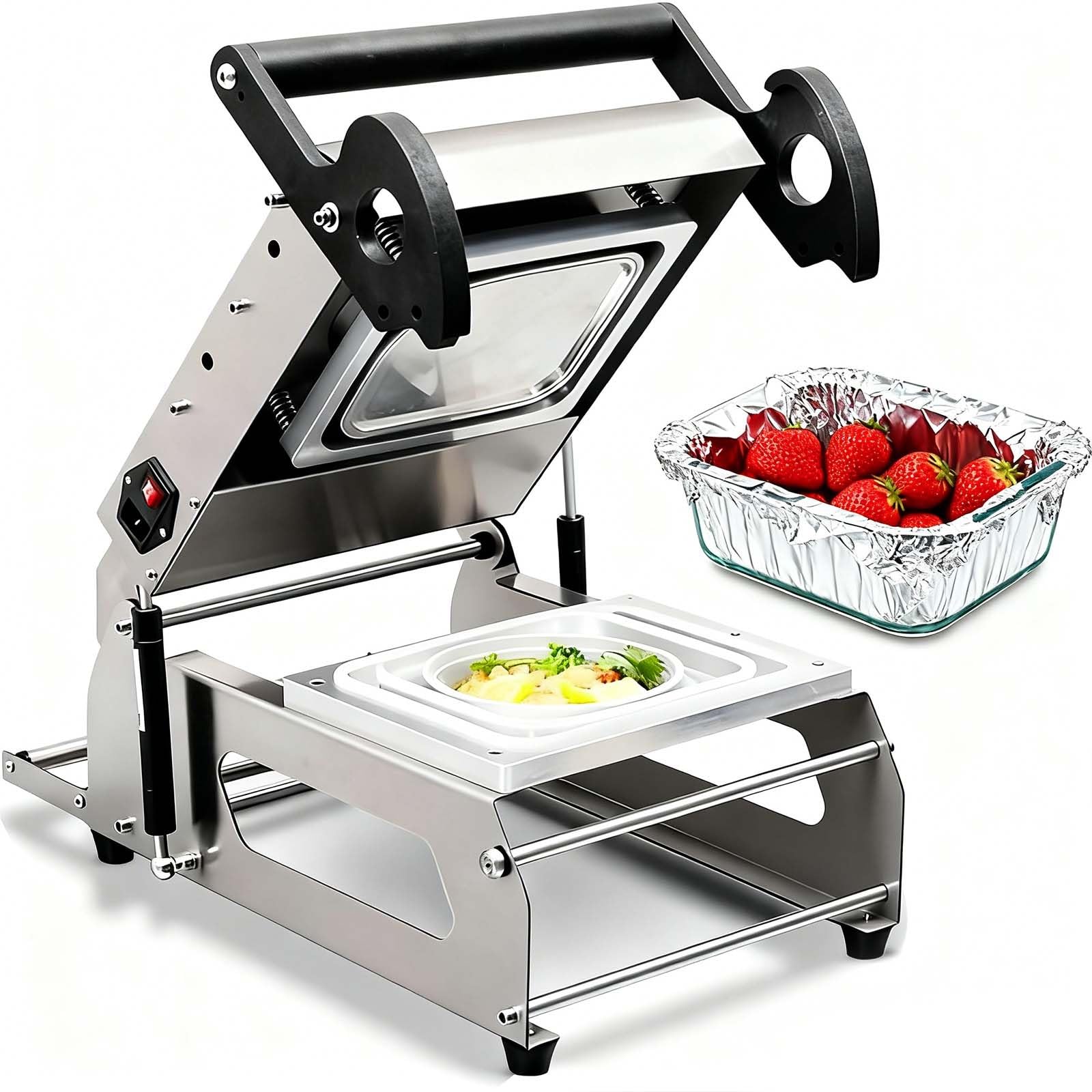 Machine à sceller les plateaux commerciaux, scelleuse thermique semi-automatique à pression manuelle pour emballer des boîtes à emporter avec des articles alimentaires