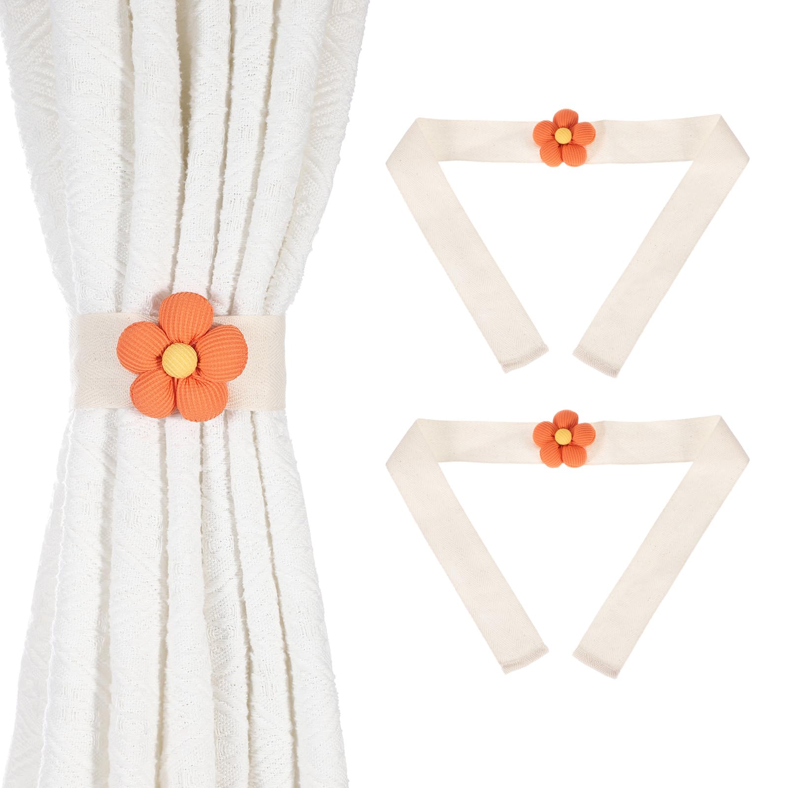 Alzapaños de cortina de flores naranjas hechos a mano pack de 2