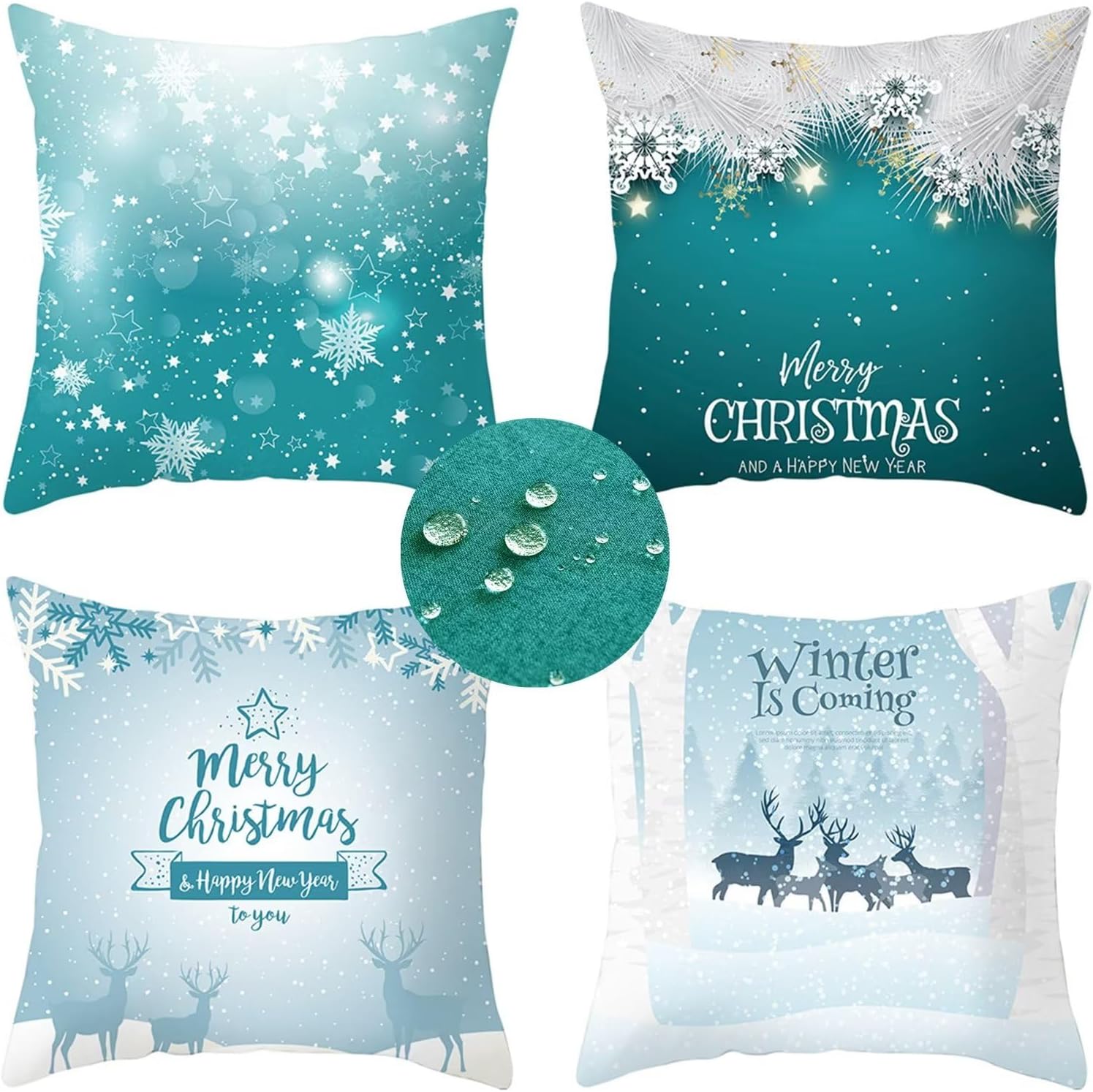 Throw Pillow Covers Christmas Snowflake Waterproof Outdoor
