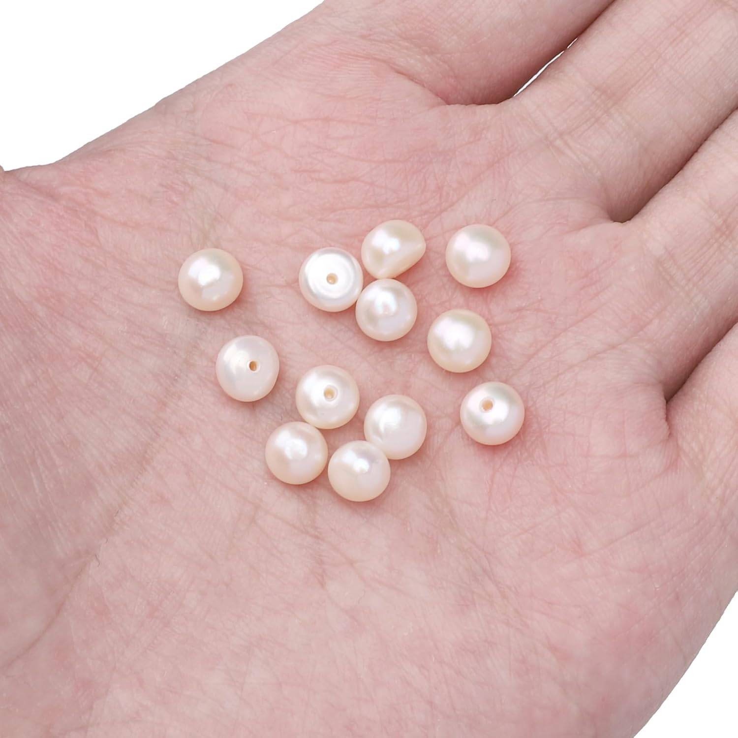 Natural Half Drilled Pearl Beads White 6-6.5mm 12pcs AAA Freshwater Cultured Loose Gemstone Beads for DIY Stud Earring Jewelry Making - Image 4