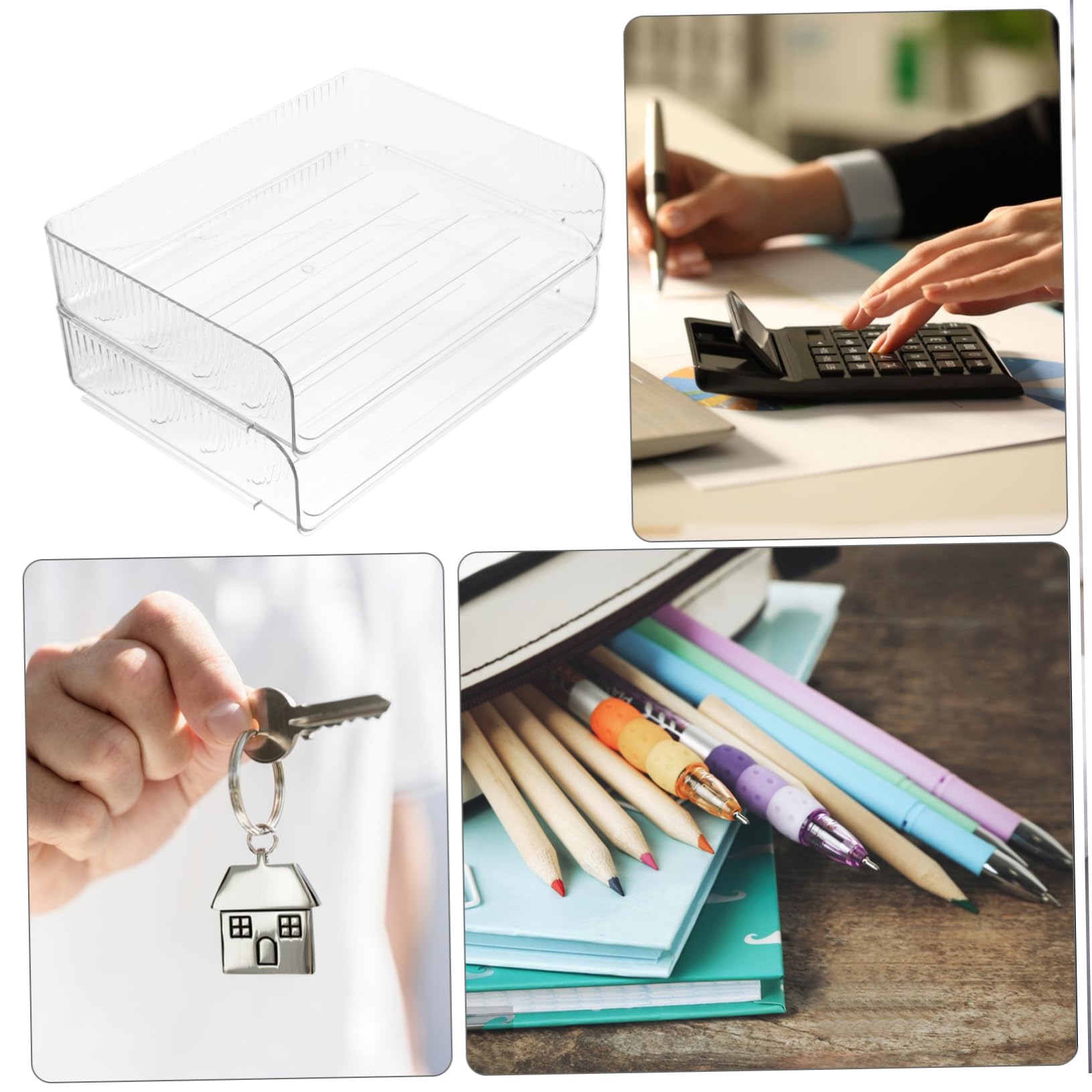 SHOWERORO 2pezzi Organizer Per Scaffali Impilabili Per Documenti Organizer Multifunzionale Per Scrivania Per Makeup e Cancelleria