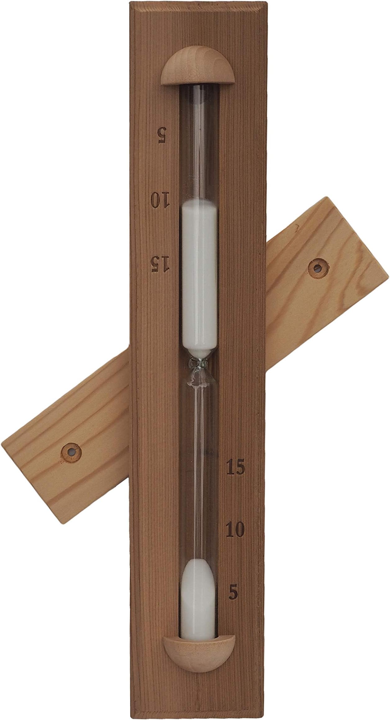 HSE Deluxe Cedar Wall-Mounted Rotating Sauna Sand Timer-15 Minutes-Choose Your Sand Color (15 Minutes, White)