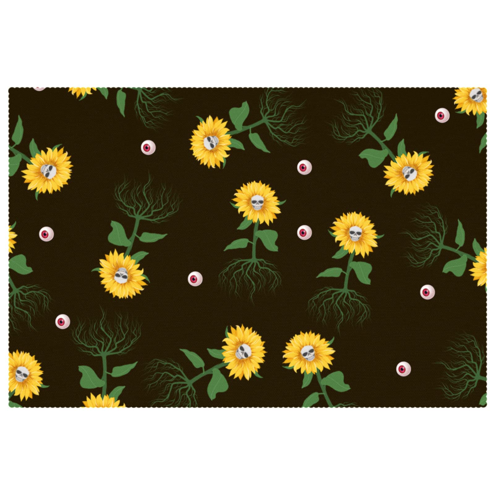 Sets de table motif crâne de tournesol pour dîner extérieur