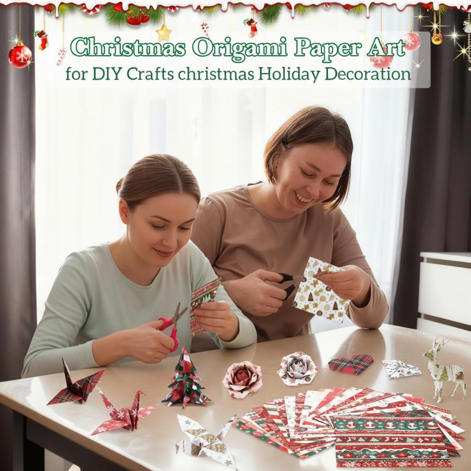 Harloon 500 Sheets Christmas Origami Paper 20 Styles 6 Inch Thin Double Sided Christmas Pattern Colorful Folding Paper Crafts for Holiday Scrapbook School House Office Decor Easy Fold for Beginner