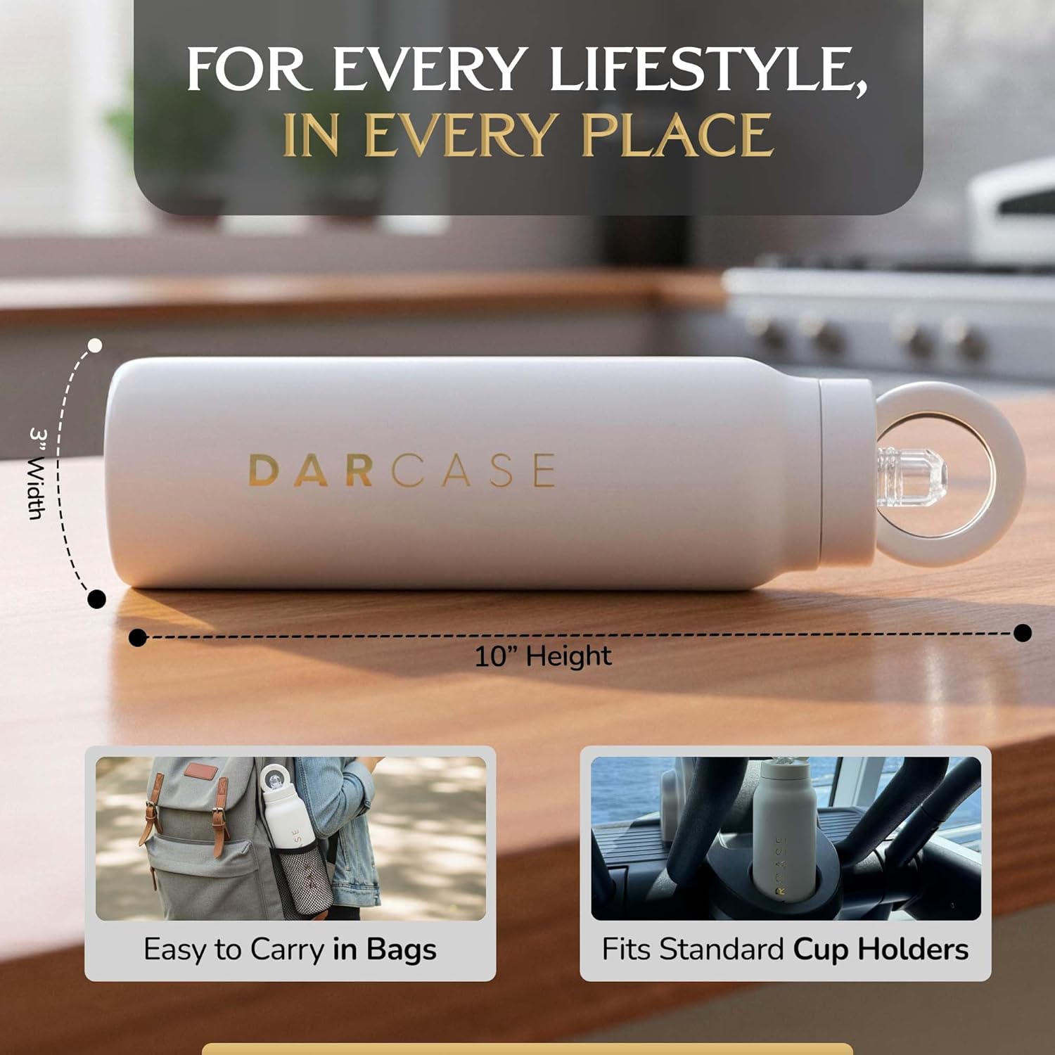 DARCASE Luxury Stainless Steel Water Bottle with Magnetic Phone Mount - Leak Proof Insulated Water Bottle for Workout, Content Creation and Travel - Reusable Bottle with Magnetic Phone Holder - 24oz - Image 3