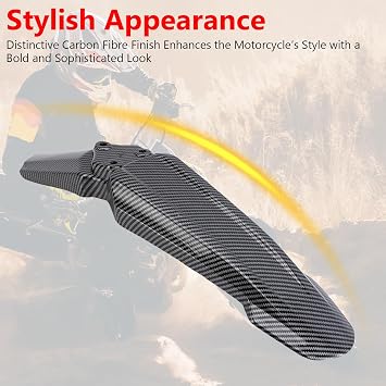 Sur-Ron Electric Dirt Bike Mudguard, Carbon Fiber Style, Lightweight and Strong, Keeps Rider and Seat Clean, Easy-to-Install Fender Replacement for Sur-Ron Electric Dirt Bikes (Front Wheel)
