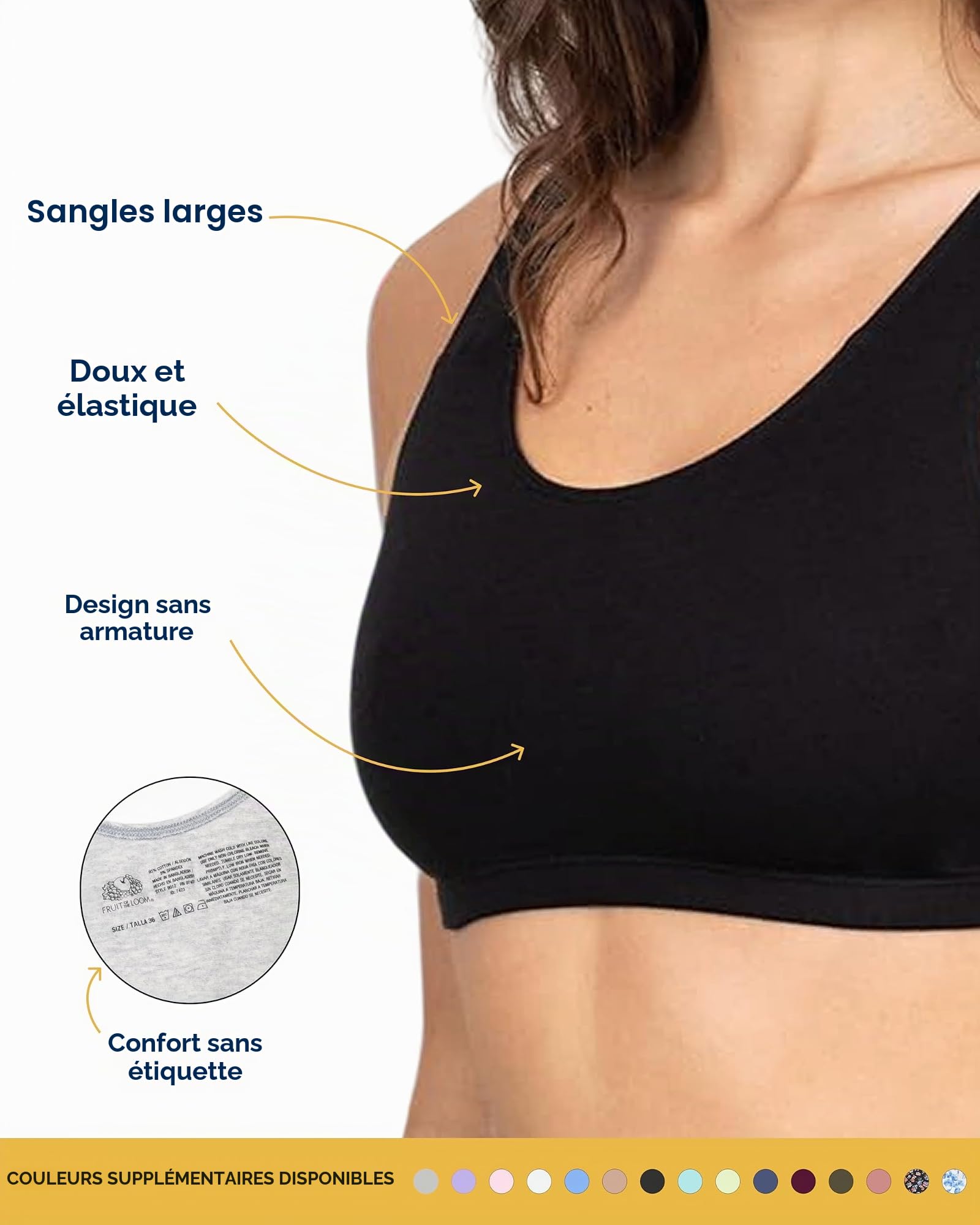 Fruit of The Loom Tank Style Cotton Sports Bra Soutien-Gorge de Sport Femme (Lot de 4)