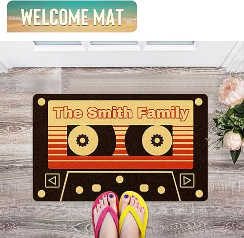 Miniatura 2 de Tapete de bienvenida personalizado para entrada interior y exterior  Tapetes personalizados de bienvenida para puerta principal con texto  Alfombras