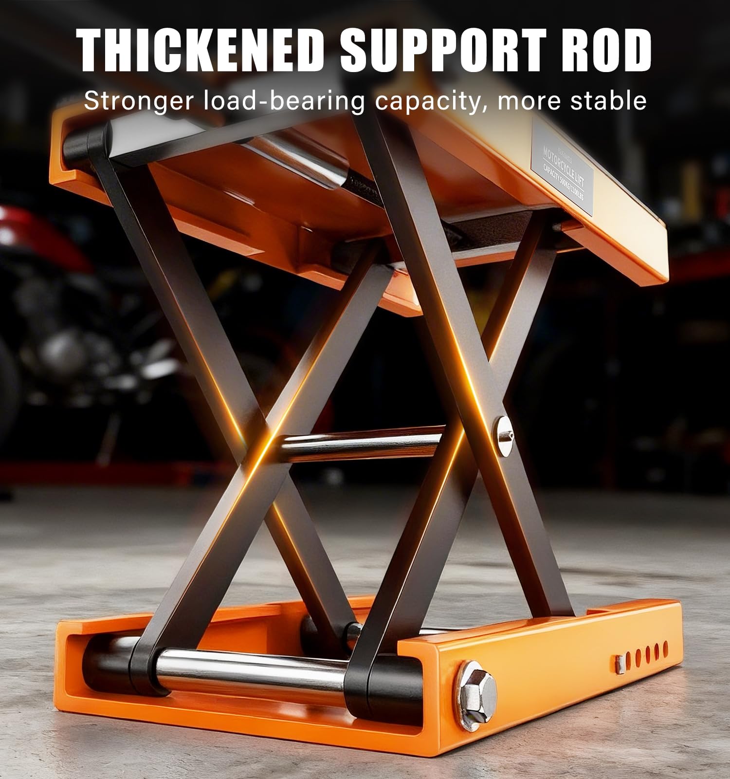 Sollevatore a forbice per moto, 500 kg, capacità 150%, portata 85 mm-350 mm, tavolo di sollevamento portatile per moto, ATV, scooter, moto da cross, con accessori opzionali