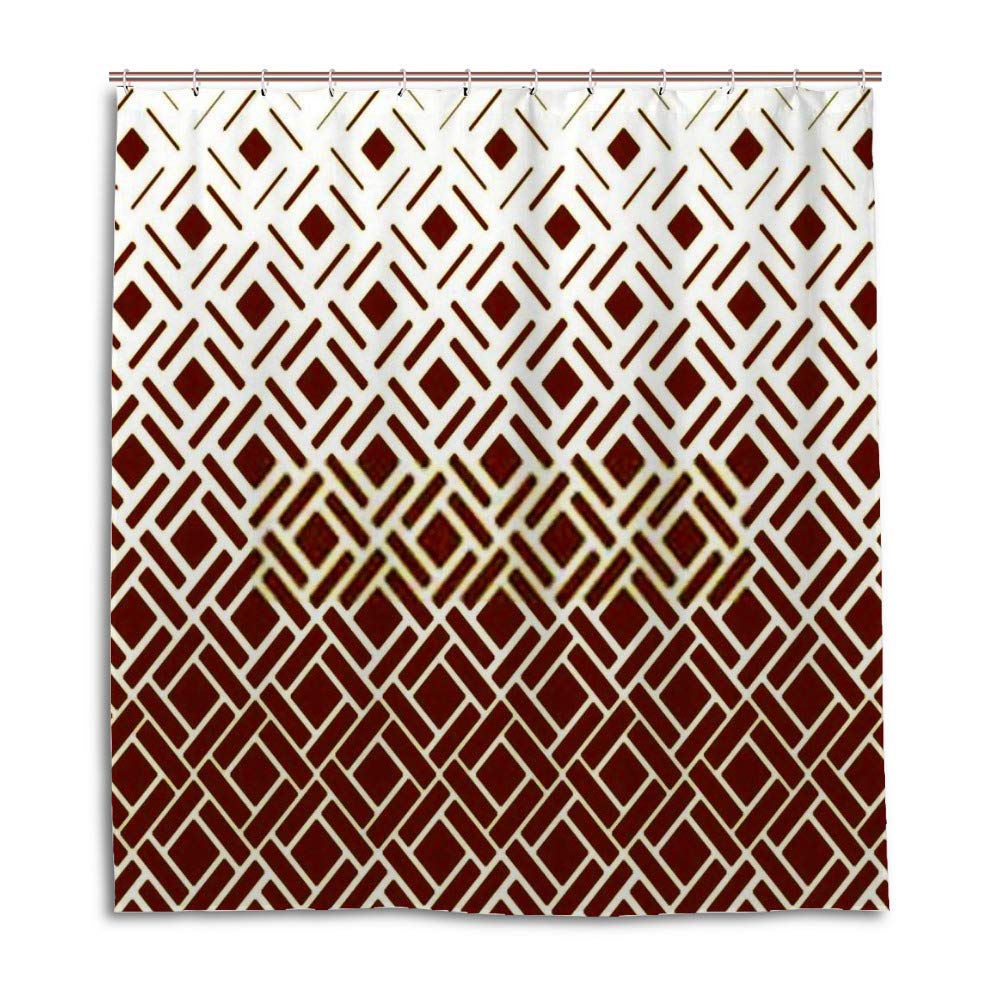 Rideau de douche avec crochets polyester blanc or texturé lavable pour baignoire