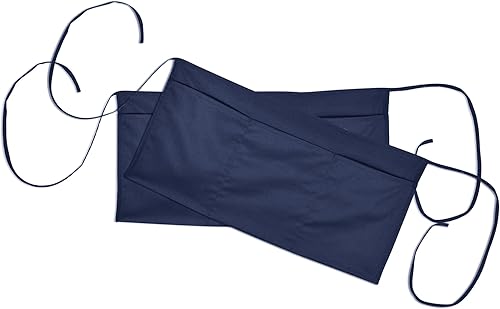 DALIX Delantales grandes de 24 pulgadas para barman dinero cocina restaurante cintura babero delantal (3 bolsillos) negro, negro-blanco, azul