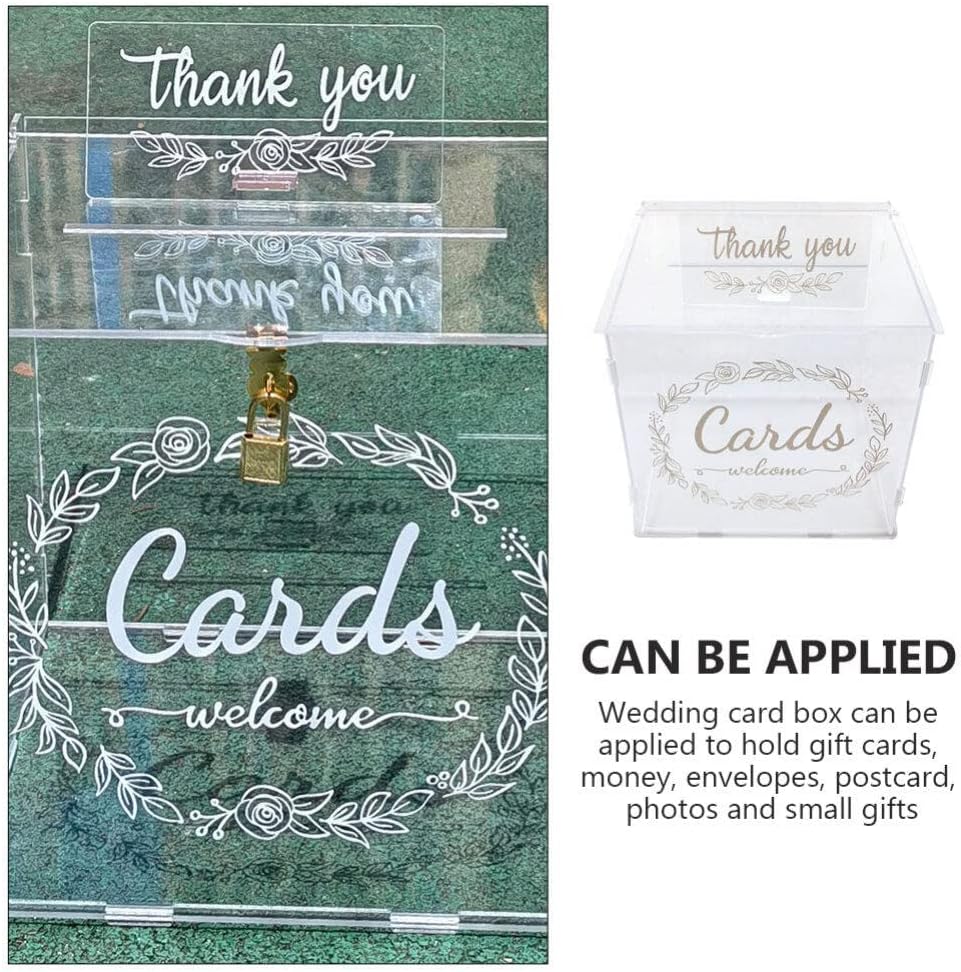 Wedding Table Decor Clear Acrylic Card Box with Lock 10 Thank You Card Box Envelope Money Box Reception Table Decorations for Wedding Baby Shower Ceremony Bride to be 2023