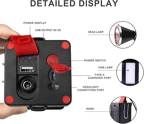 Miniatura 2 de ErayLife Faros de caza recargables de 12800 mAh, linterna de mano libre, ángulo de 90  ajustable, 1200 lúmenes, faros superbrillantes, impermeables,