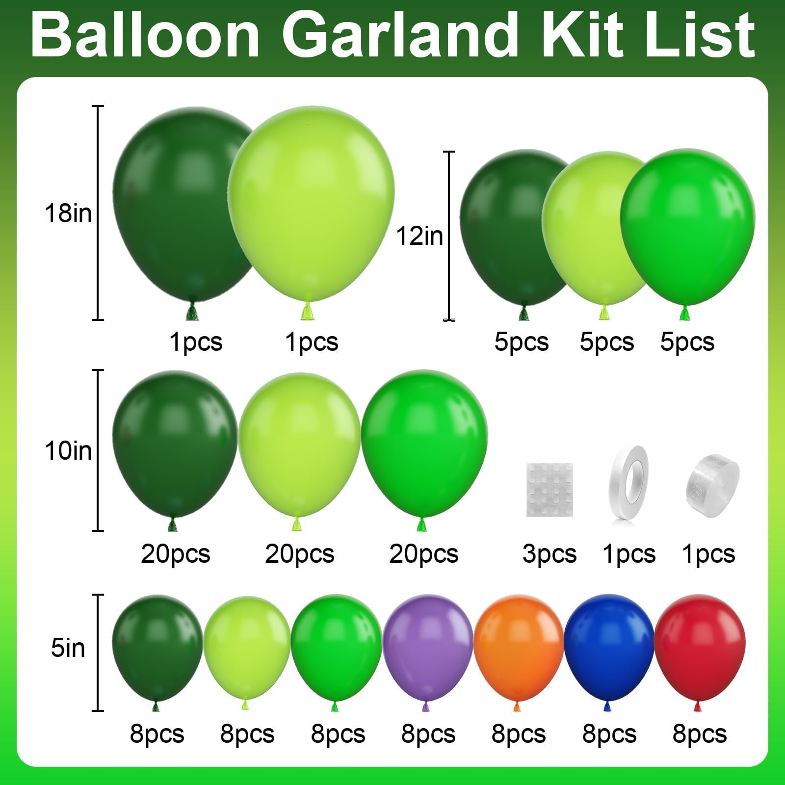 Kit de arco de guirnalda de globos de tortuga, globos de fiesta verde