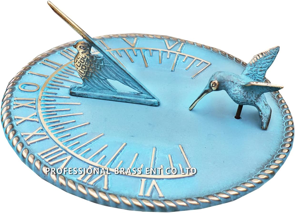 Brass Decorative Hummingbird Sundial 10" Inches Wide