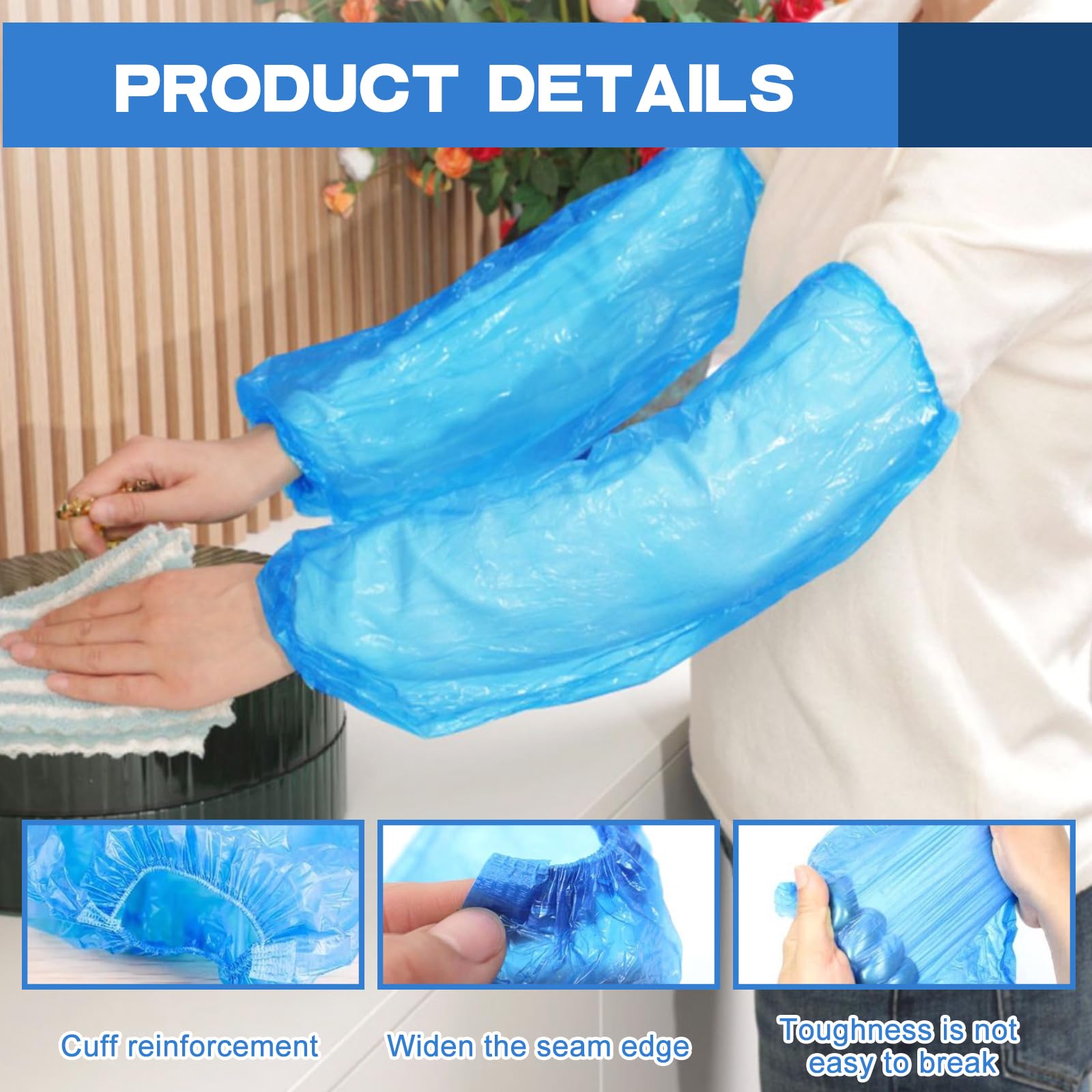 Protezioni per maniche in PE impermeabili 40x20 cm blu