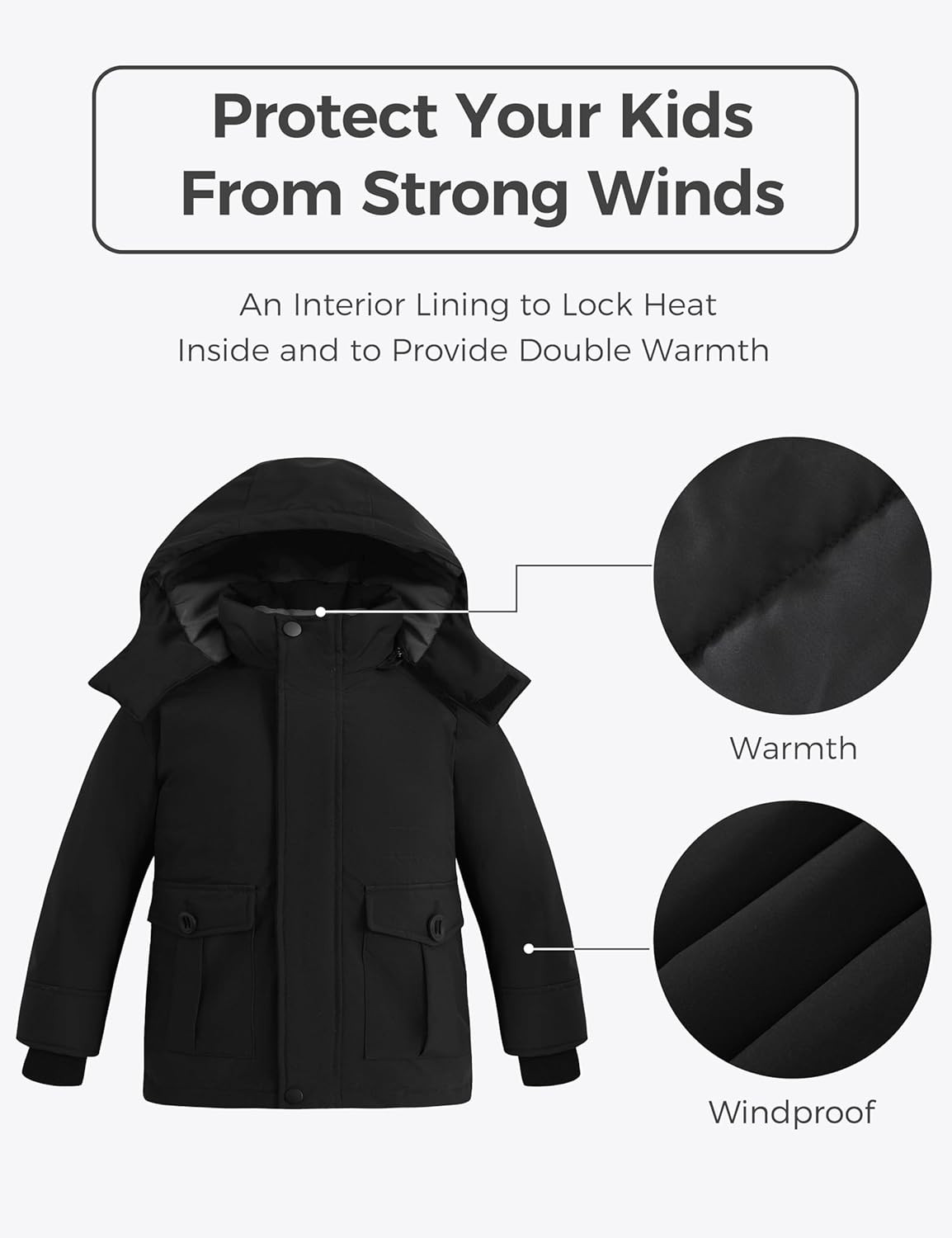 wantdo Boy's Winter Coat Warm Puffer Jacket Waterproof Snow Coat Hooded - Image 3
