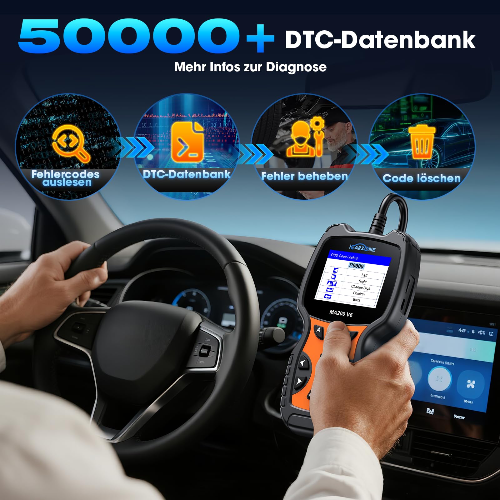 MA200 V6 OBD2 Diagnosegerät für Ben.z/Land Rover/Porsche/BM.W/Volvo/V.A.G, Alle Systemdiagnosen mit 6 Services, Öl/BMS/EPB/SAS/DP-F/TPMS Reset, KFZ Diagnosegerät, Auto VIN, Batterietest, Lebenslange