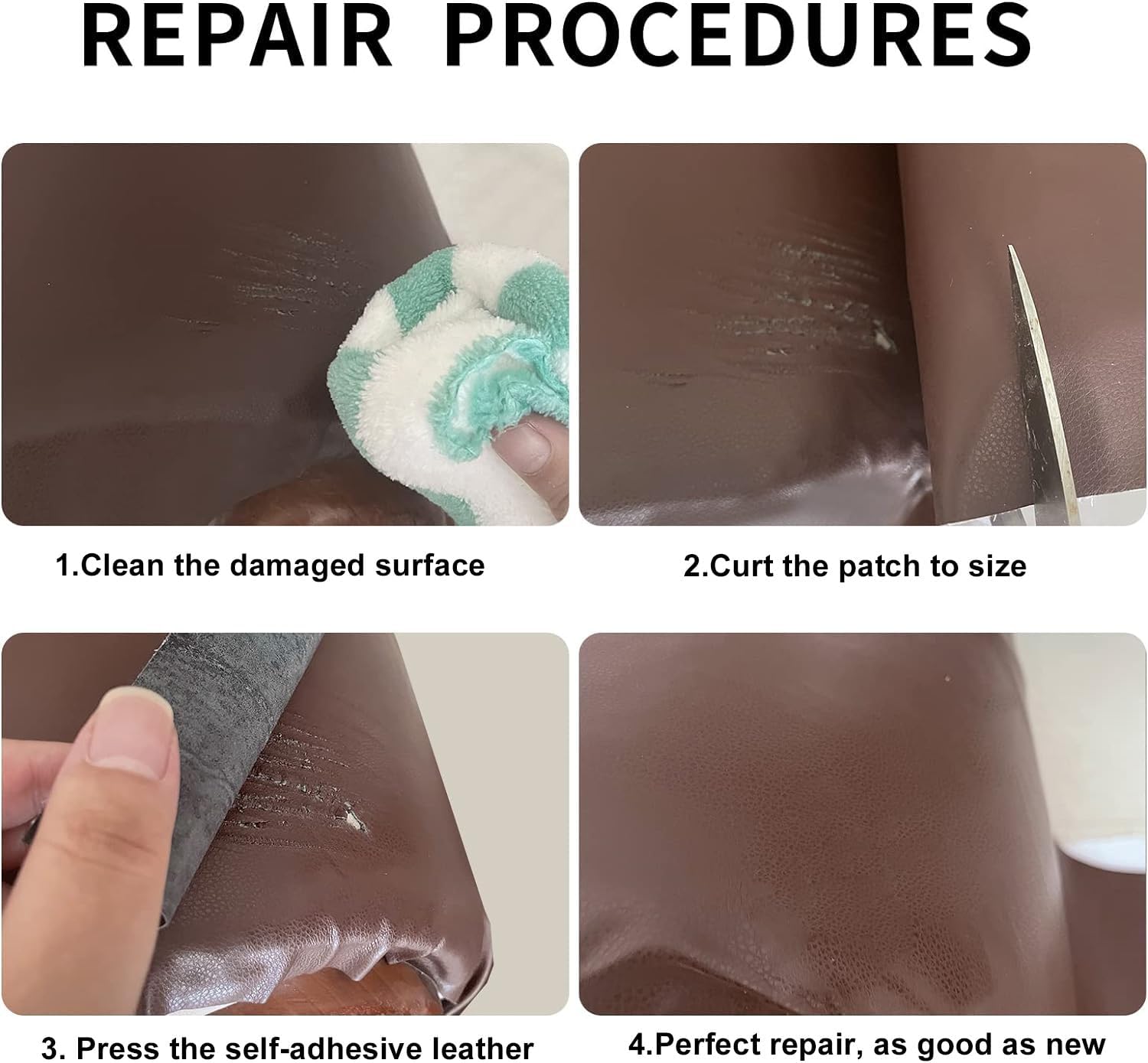 Leather Repair Patch, 17X158 Inch Self Adhesive Leather Repair, Large Vinyl Patch Tape for Couches, Furniture, Car Seats, Cabinets, Wall, Handbags （Brown, 17X158 Inch）