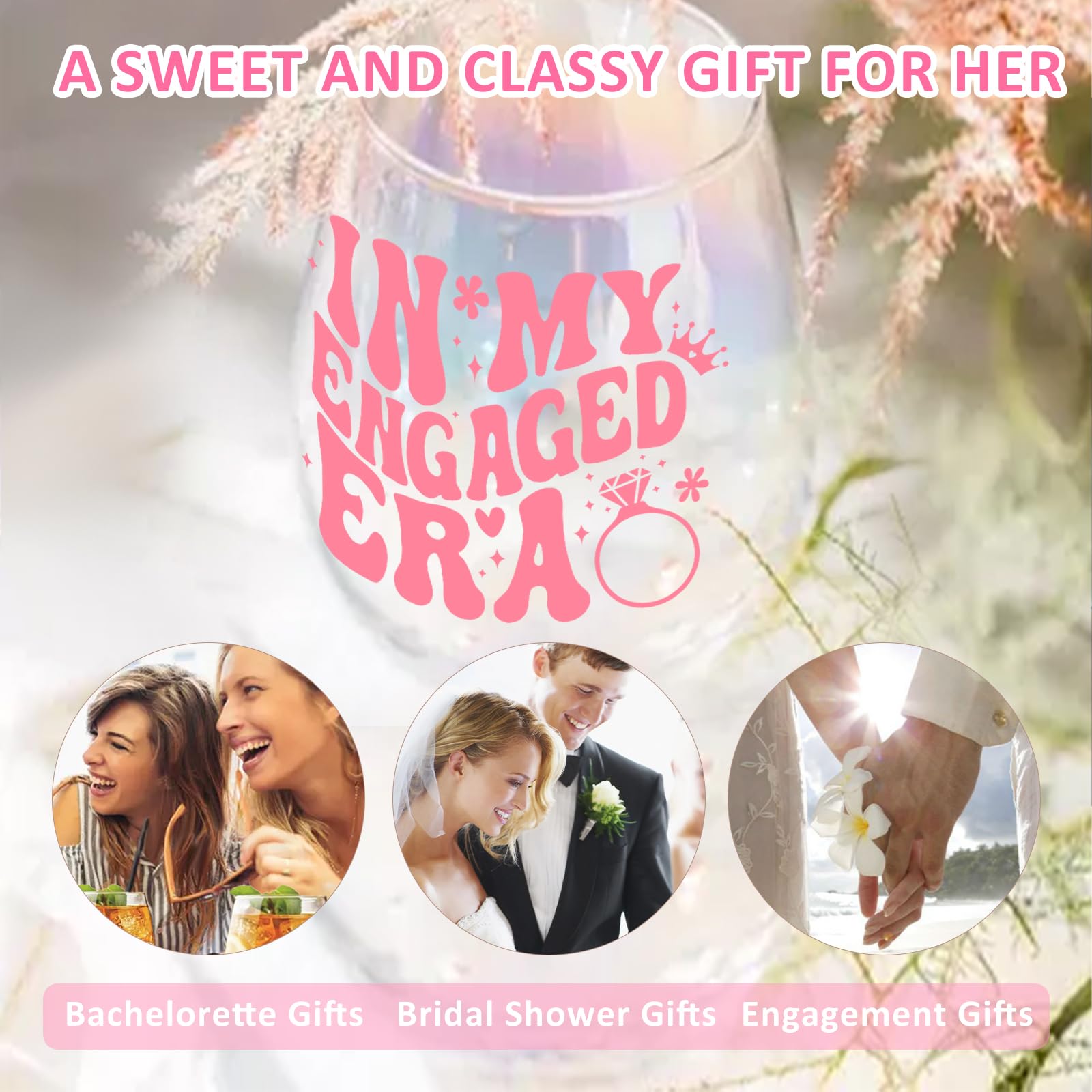 Yalucky Wedding Engagement Gifts for Her Bride to Be Gifts Iridescent Wine Glasses Cool Bridal Shower Classy Bachelorette Gift for Brides Best Friend Sister Colleagues Wifey Cup Honeymoon Gift - Image 4