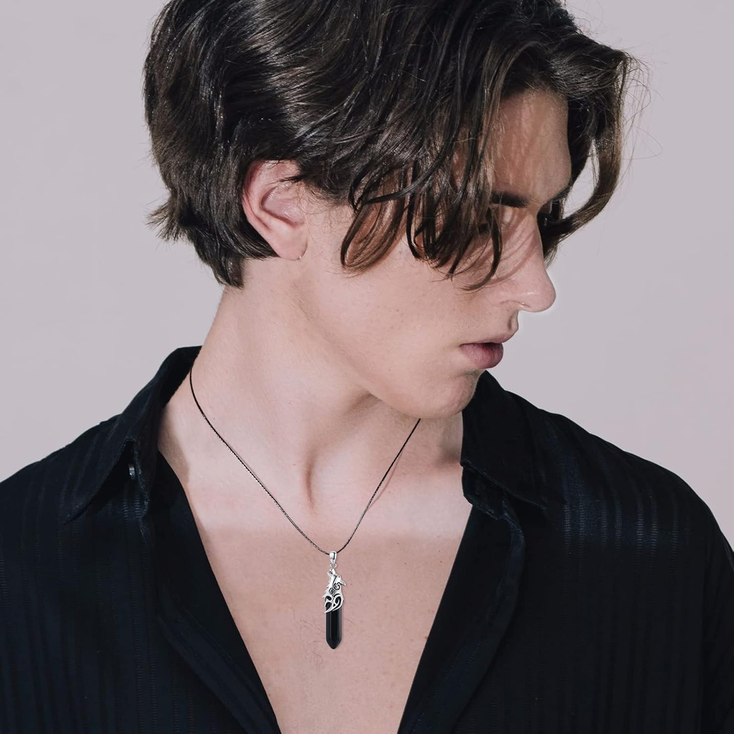 CUOKA MIRACLE Wolf Necklace 925 Men Sterling Silver Wolf Crystal Pendant Wolf Head Jewelry Wolf Gift for Men Women - Image 4