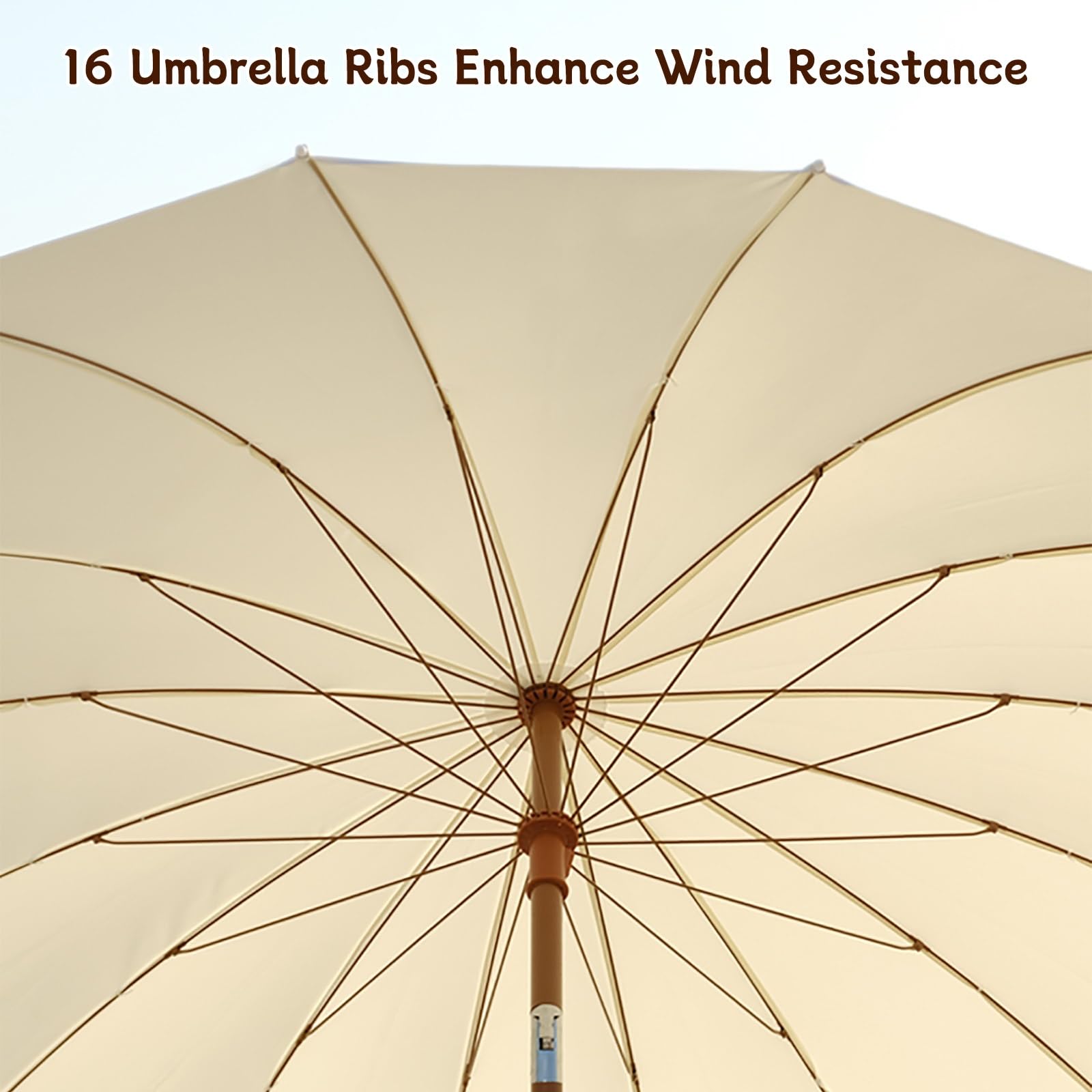 ELZEM Blanco Sombrilla Jardin 200cm Inclinable Sombrilla Playa Antiviento Con Base Sombrillas Terraza Con 16 Varillas Parasol Terraza Impermeable Con Bolsa De Transporte Para Patio Jardín Piscina