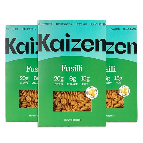 Kaizen - Pasta cetogénica baja en carbohidratos, alta proteína (0.71 onzas), sin gluten, apta para dieta cetogénica (0.21 onzas netas), fideos