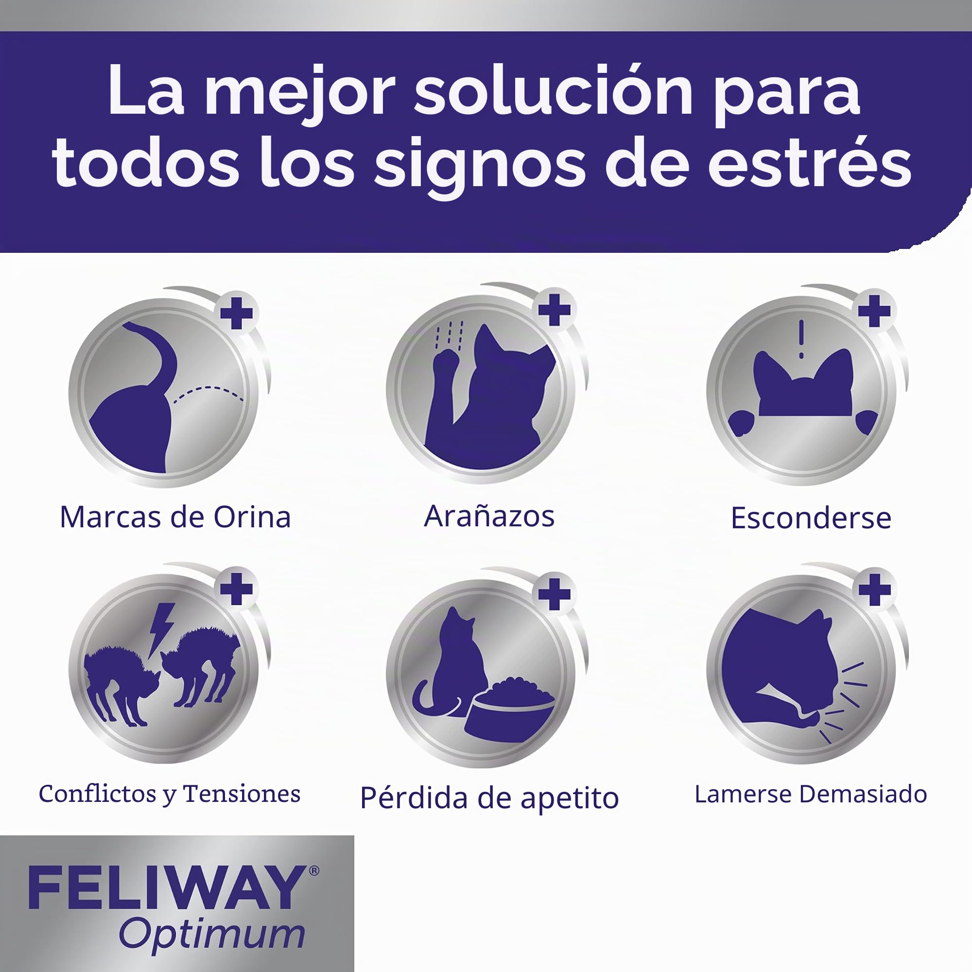 FELIWAY Optimum 1x30 días Recarga calmante para difusor de feromonas 48 ml - Ayuda a Resolver Todos los Signos comunes de estrés en Gatos y Gatitos.Recomendado por Veterinarios, clínicamente Probado