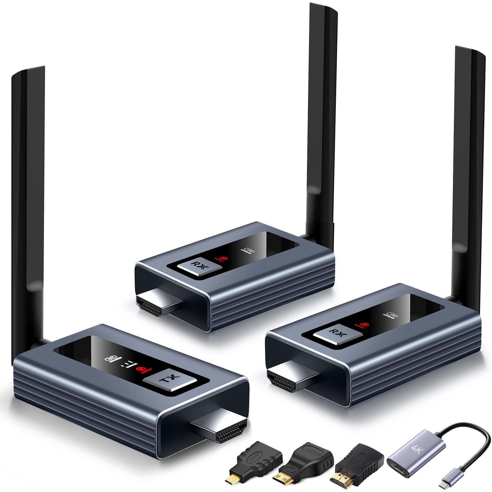 Wireless HDMI Transmitter and 2 Receivers,LED Display,165FT,Plug and Play,Metal Housing,Smart Thermal Control,5GHz Wirelessly Stream to Multiple TVs, Wireless HDMI Splitter for TV Box/Camera/Laptop/PC-image-30